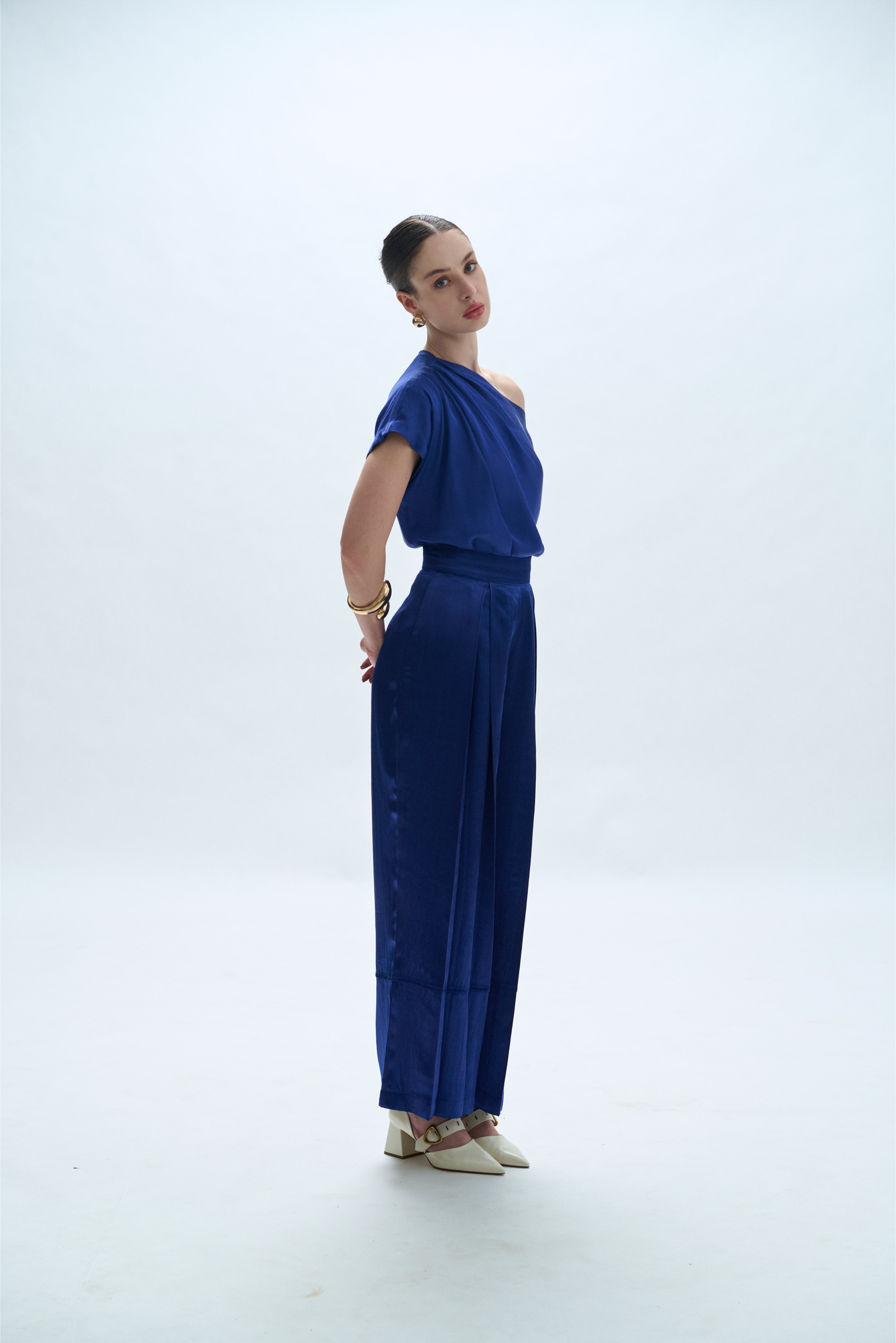 Boulevard Pleated Pants in Blue