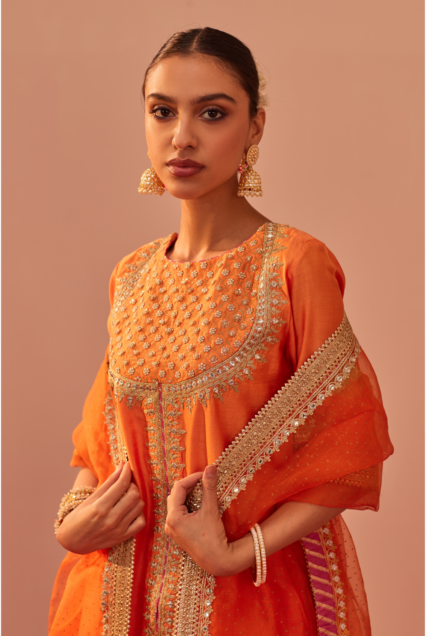 Suhair Kurta Garara Set - Tangerine Orange