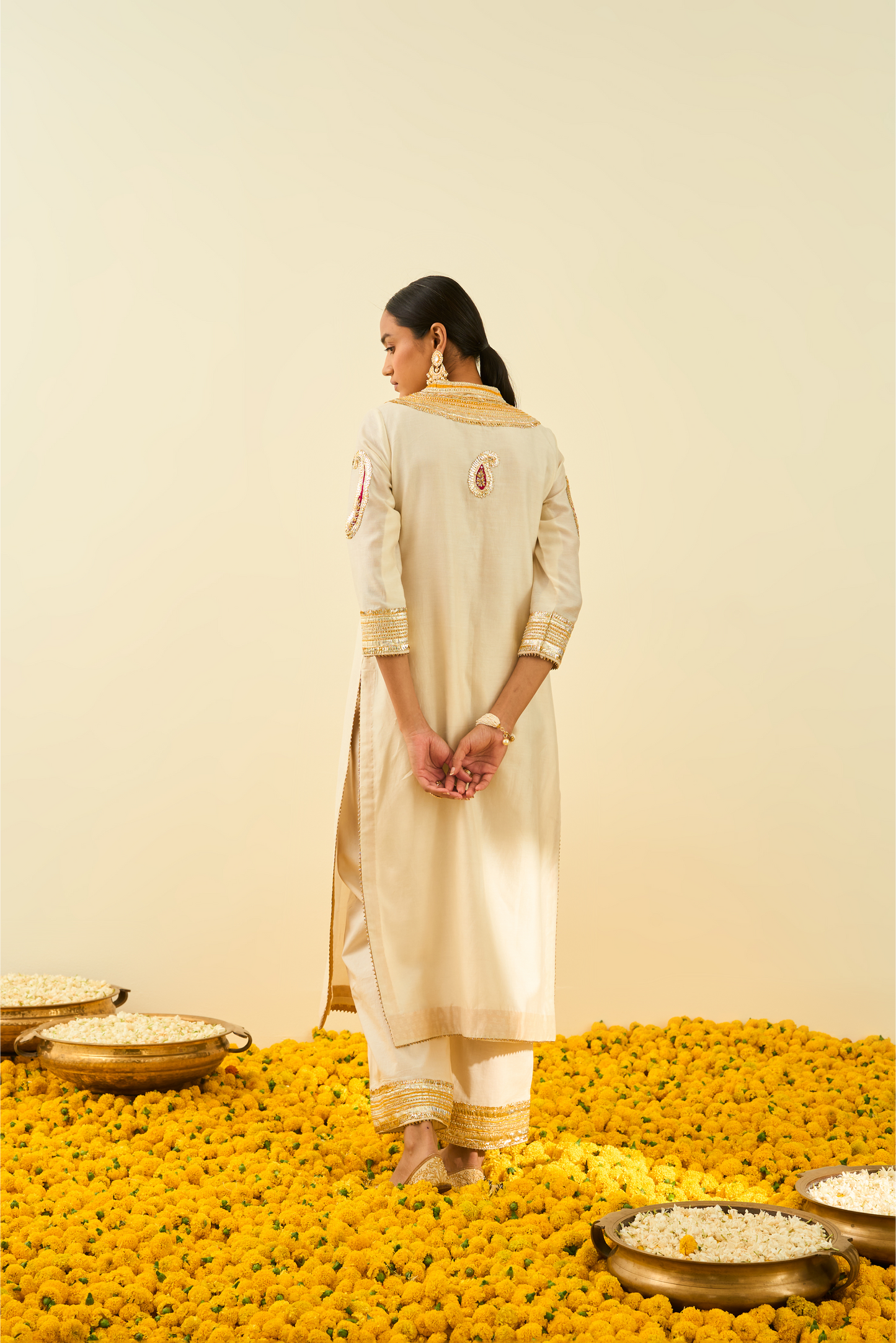 Aliyah Kurta With Palazzo Daisy Ivory