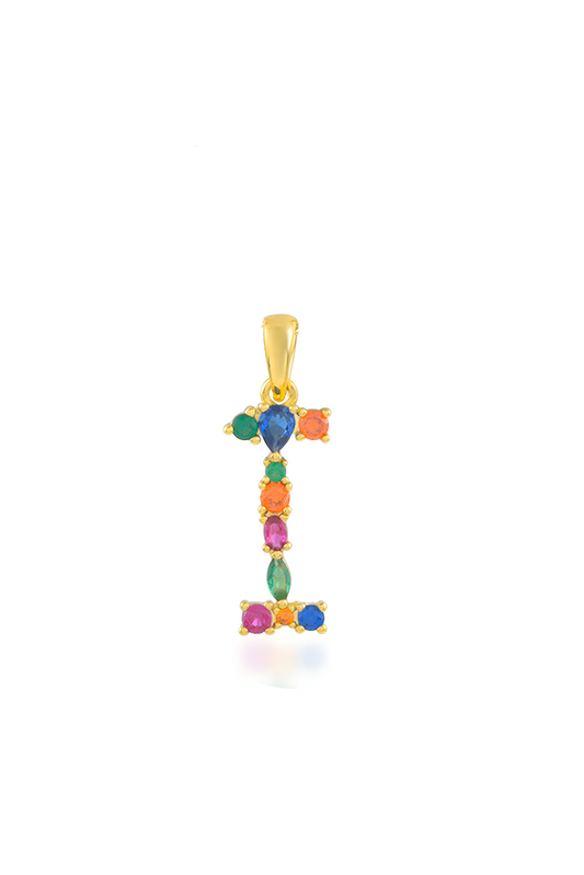 Multi Gemstone Alphabets Necklace - I
