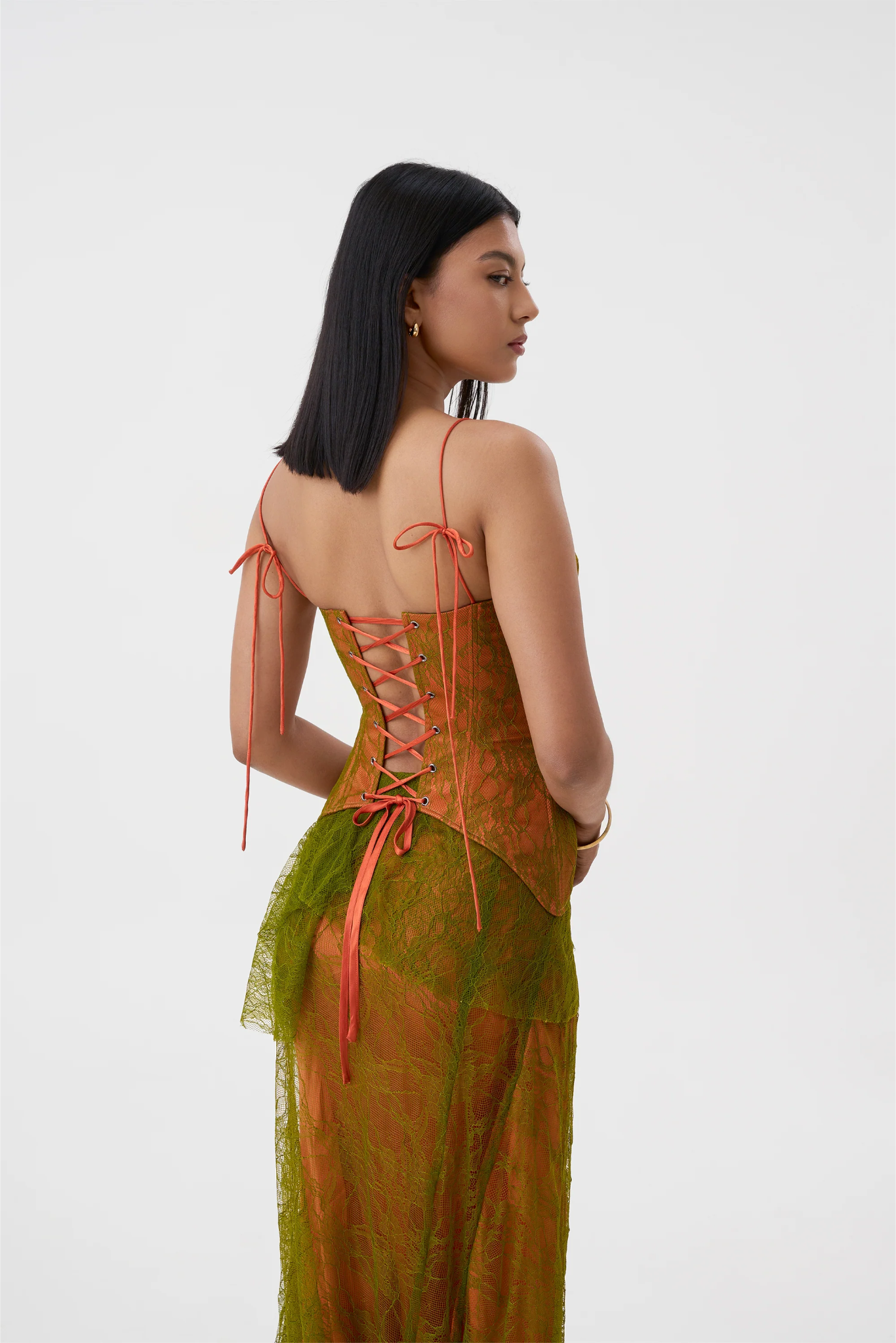 ALMA LACE CORSET TOP - BURNT ORANGE