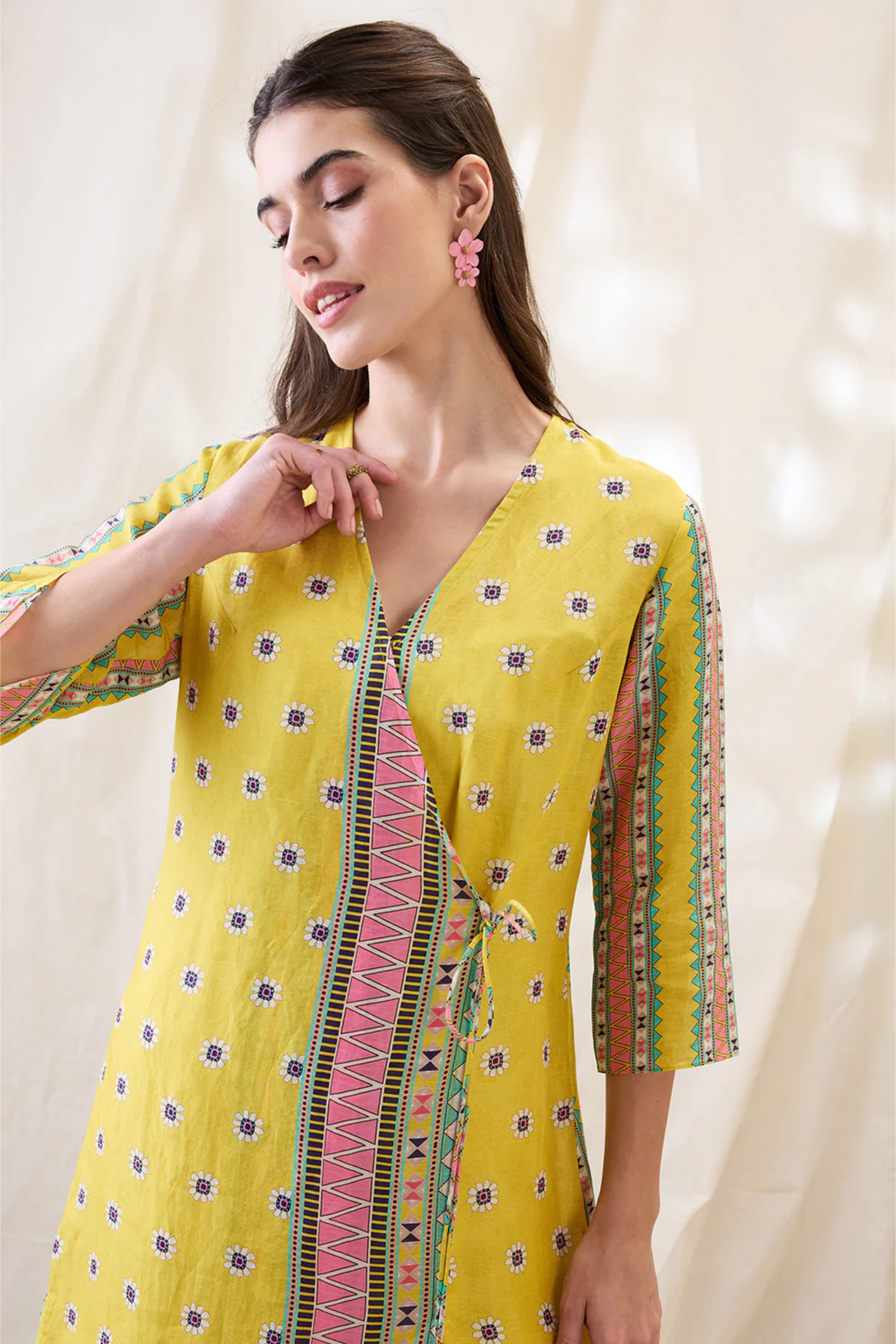 Nooma Printed Front Overlapped Dress