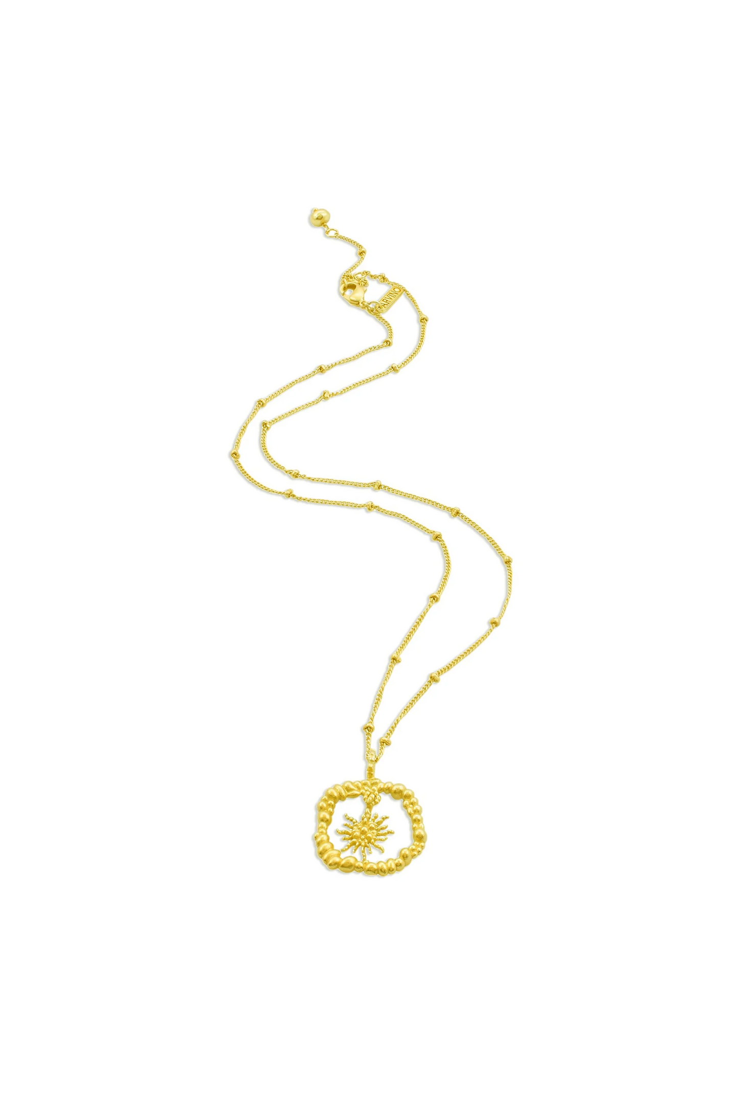 Granulated Sun Burst Charm Necklace