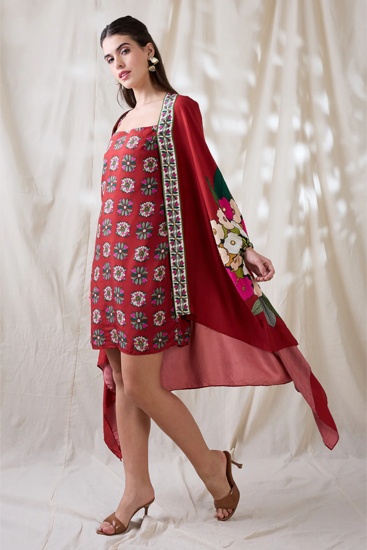Gulzaar Printed Dress with Jacket