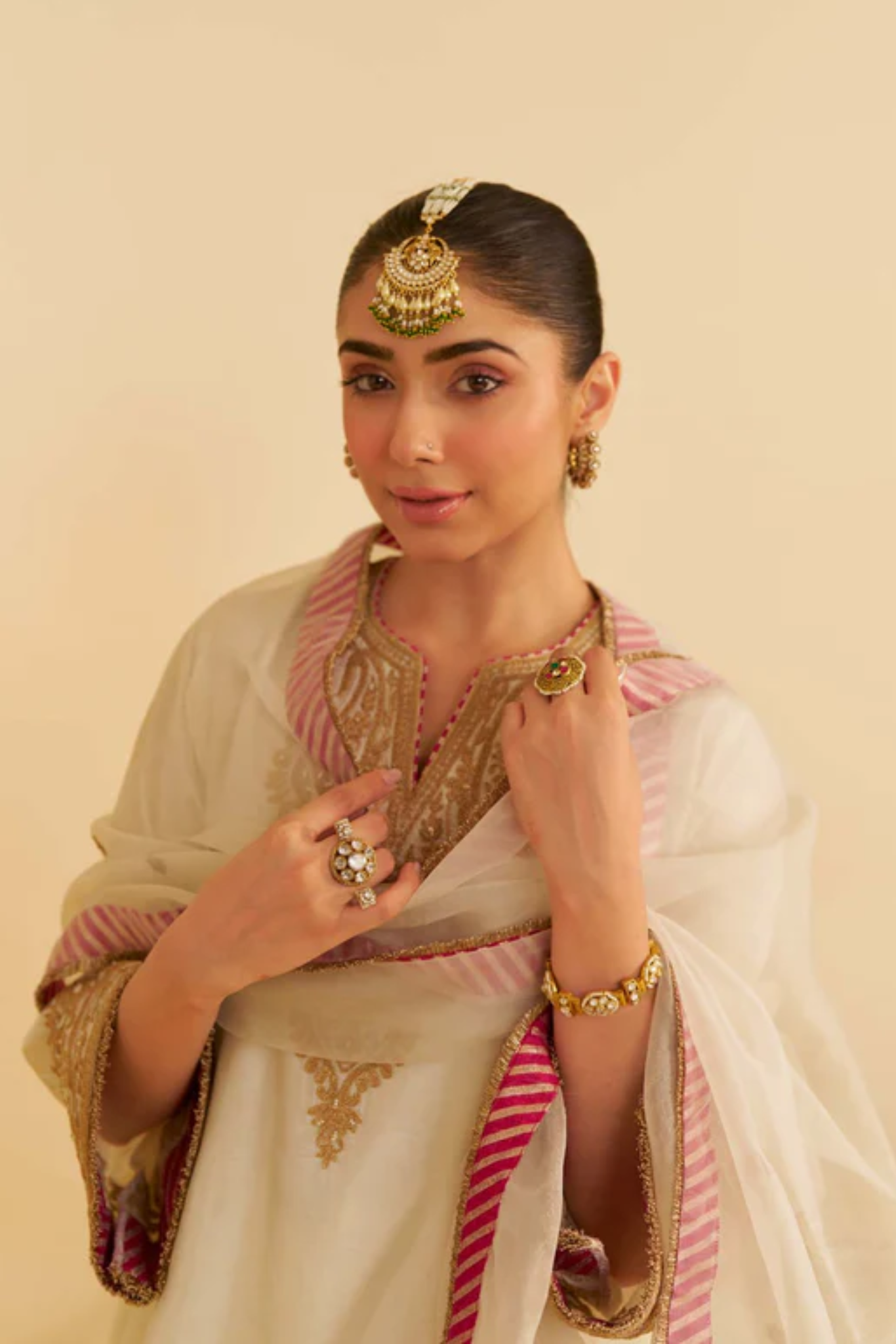 Marwa - Daisy Ivory Short Chauga With Salwar and Dupatta