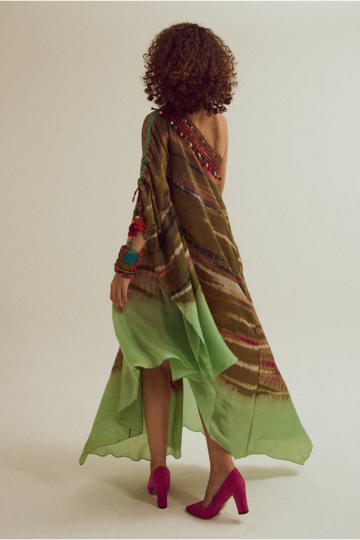 Heather off Shoulder Tie Dye Dress - Olive/Sage