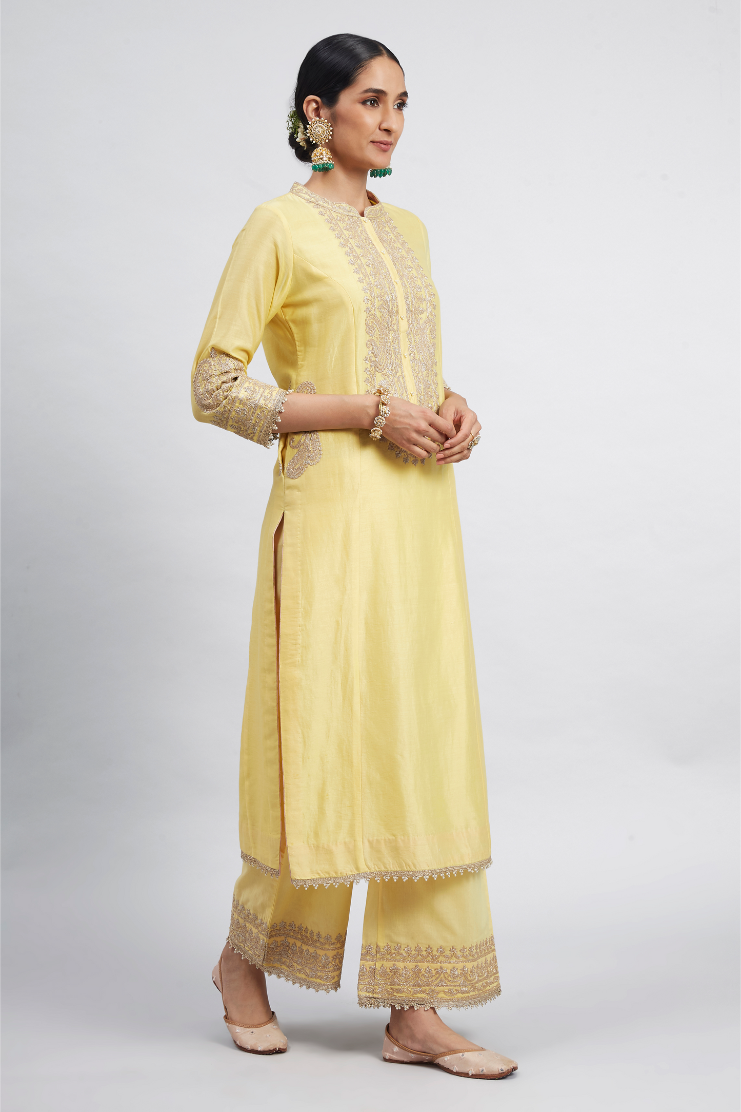 Aadirah Embroidered Kurta Set - Daffodil Yellow