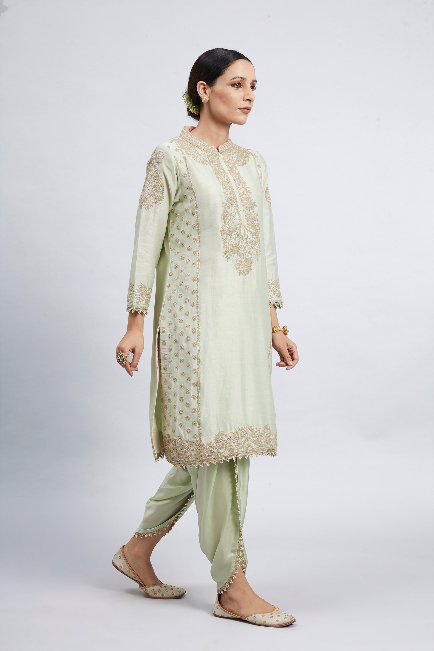 Aabish Embroidered Kurta Set - Mint Green