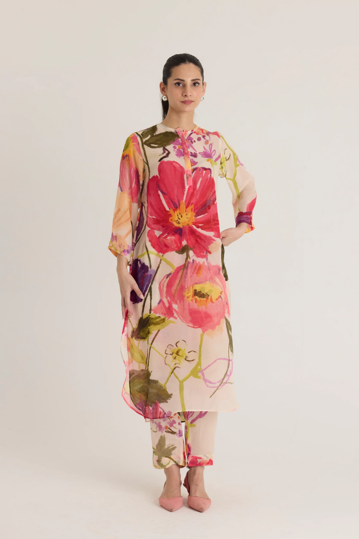 Dolly White Long Kurta Set