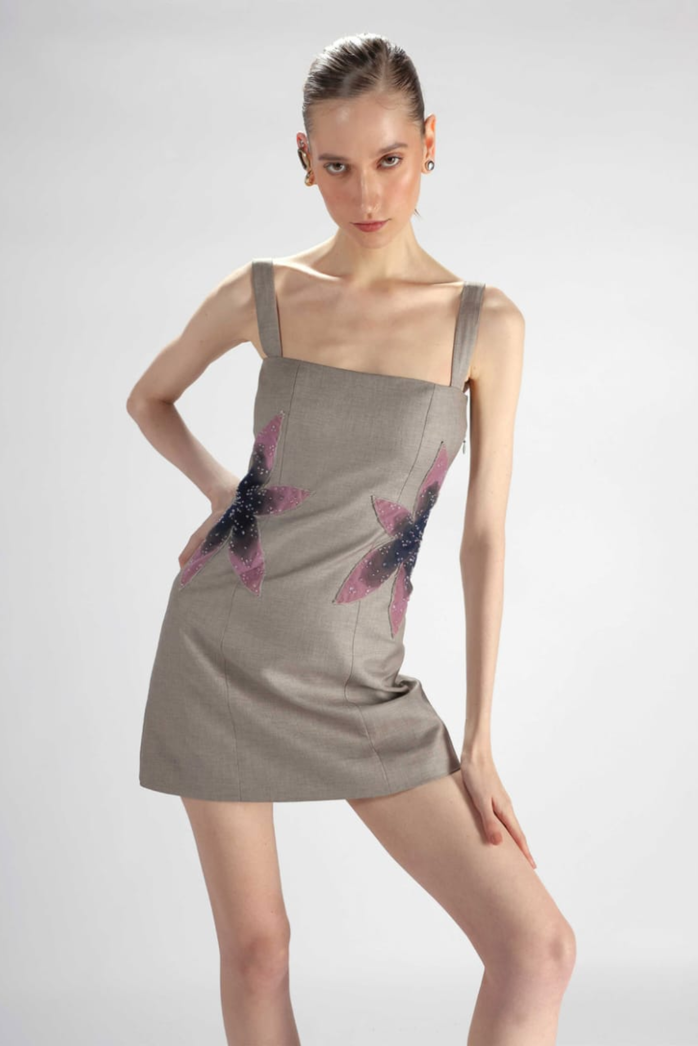 Grey Embroidered Dress