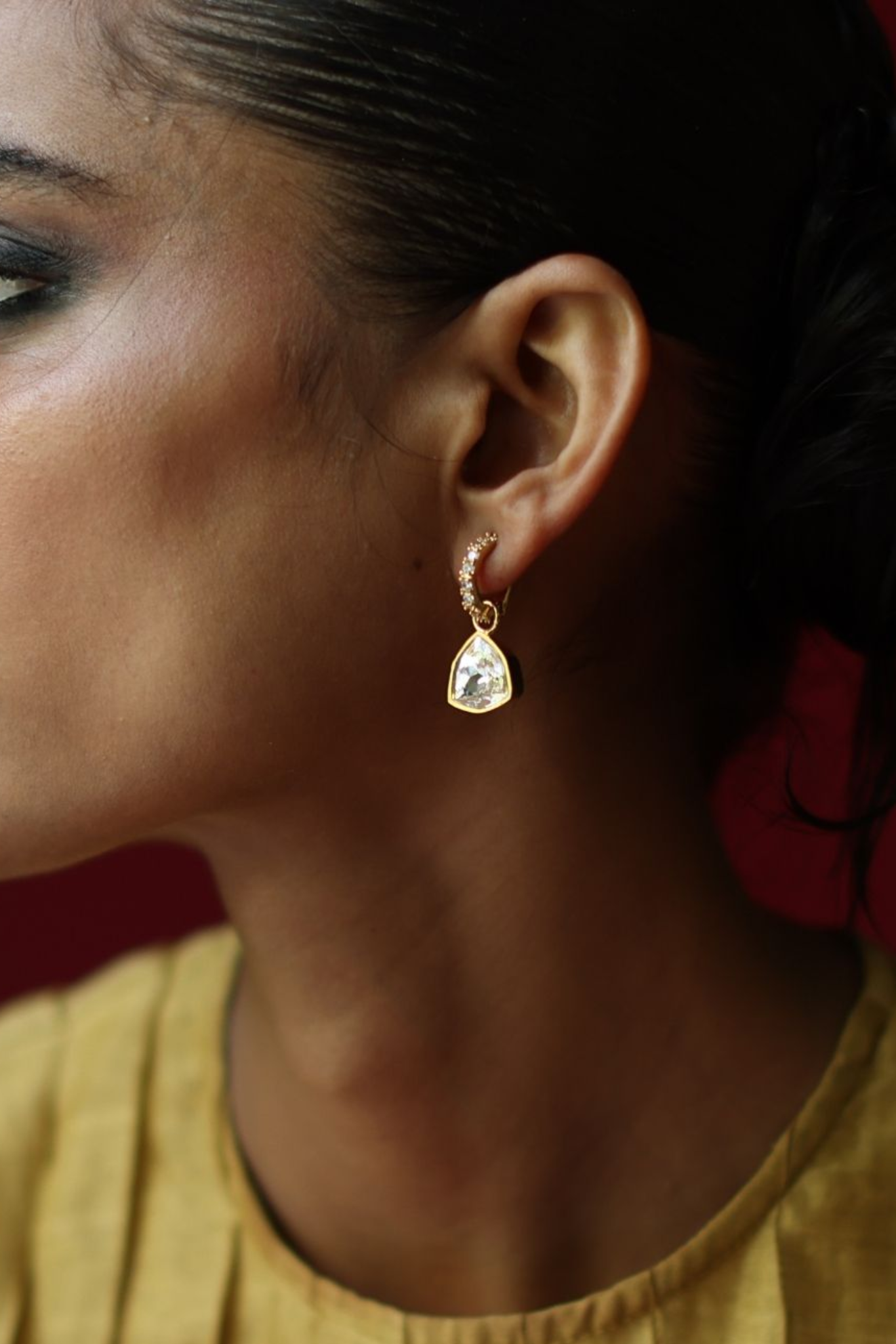 The Shift Earrings - Champagne and crystal