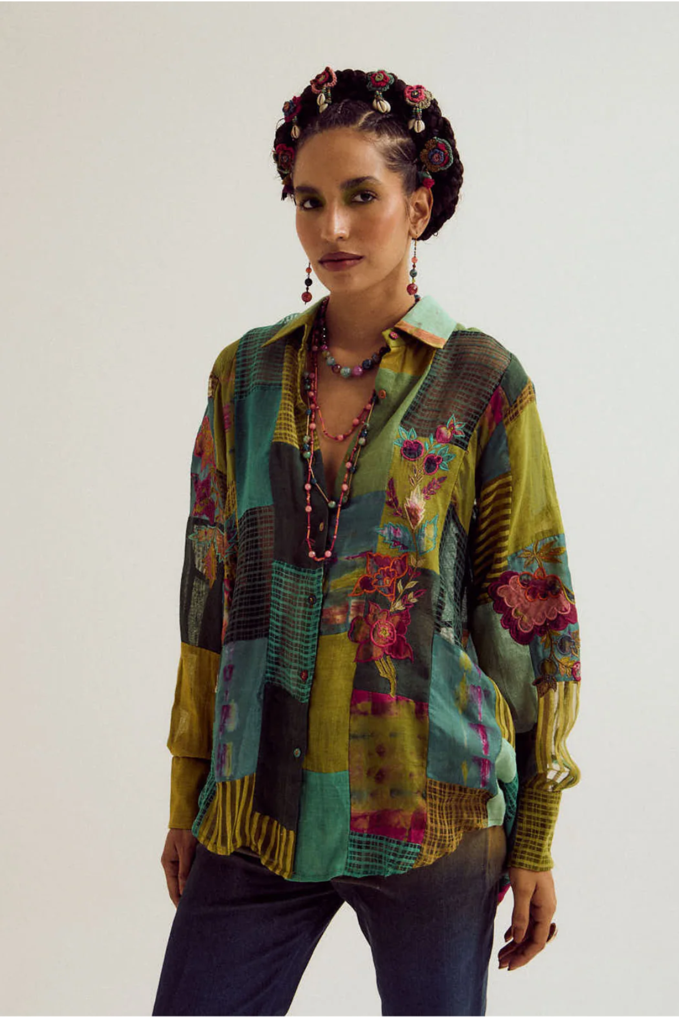 Paako Patchwork Shirt - Green