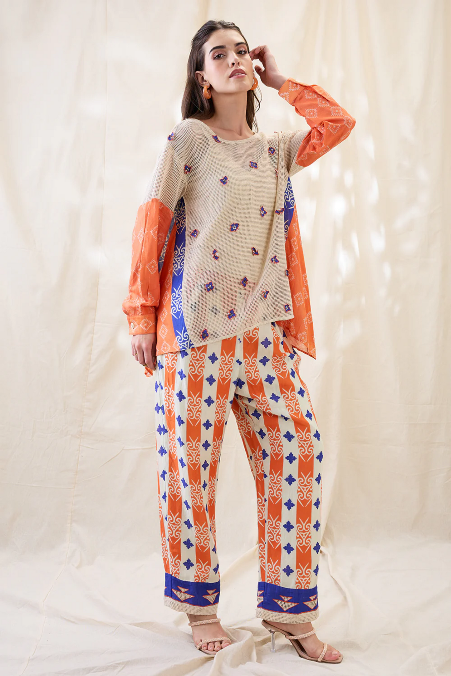 Kitchra Appliqued Co-ord Set (Orange)