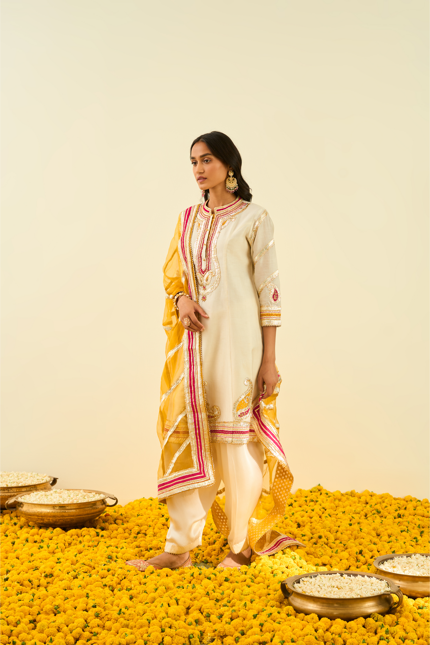 Sadiyah Kurta with Salwar and Dupatta - Daisy Ivory