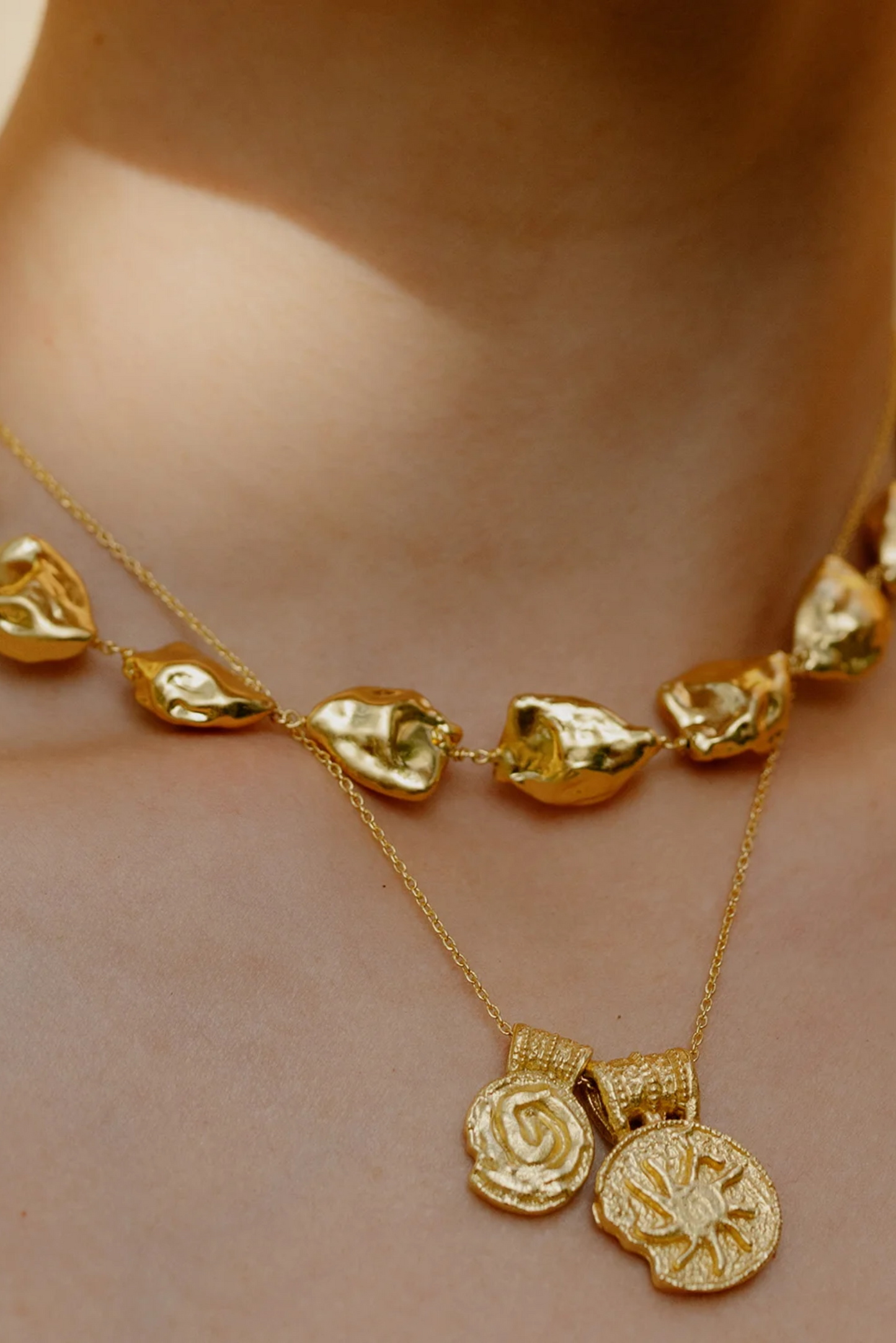 Uneven Textured Charm Necklace