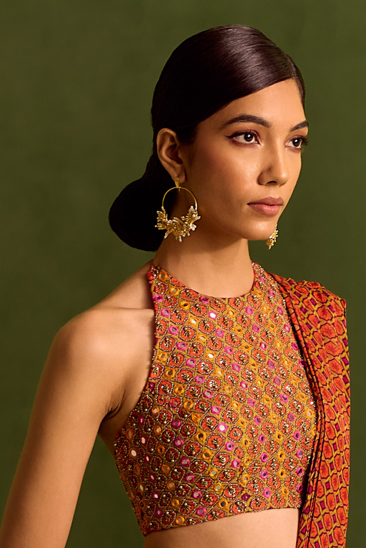 Blooming Crescent Chandbali Earrings - Snowy White