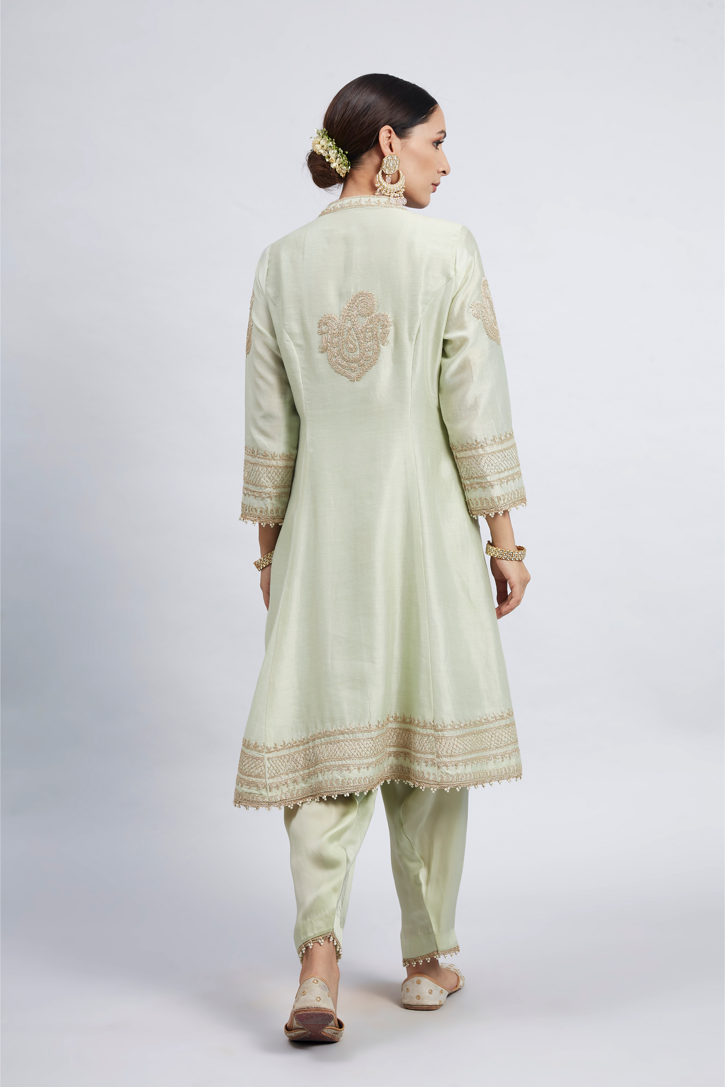 Naazira Embroidered Kurta Set - Mint Green