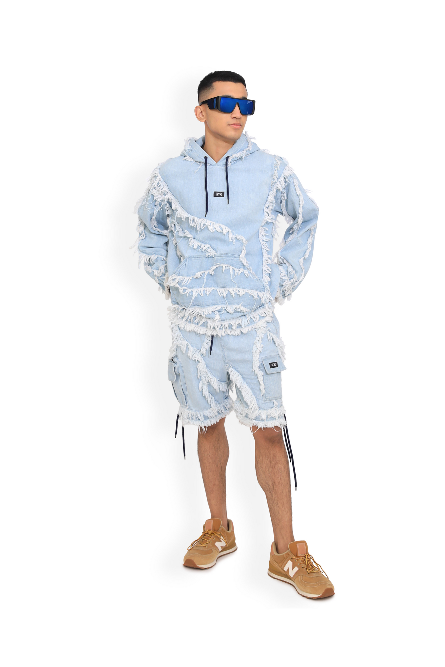 Ice Blue Distressed Hoodie