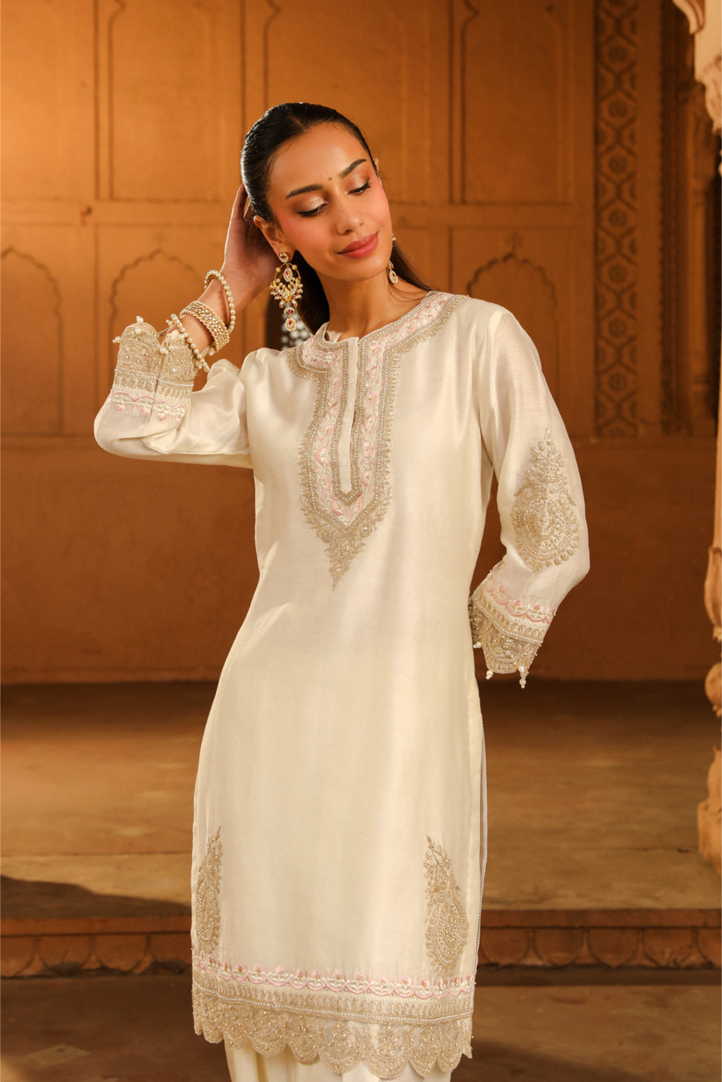 Anika Short kurta with dhoti - Daisy Ivory