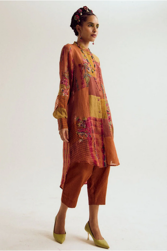 Shrub Rose Patchwork Co-ord Set- Rust / Orange