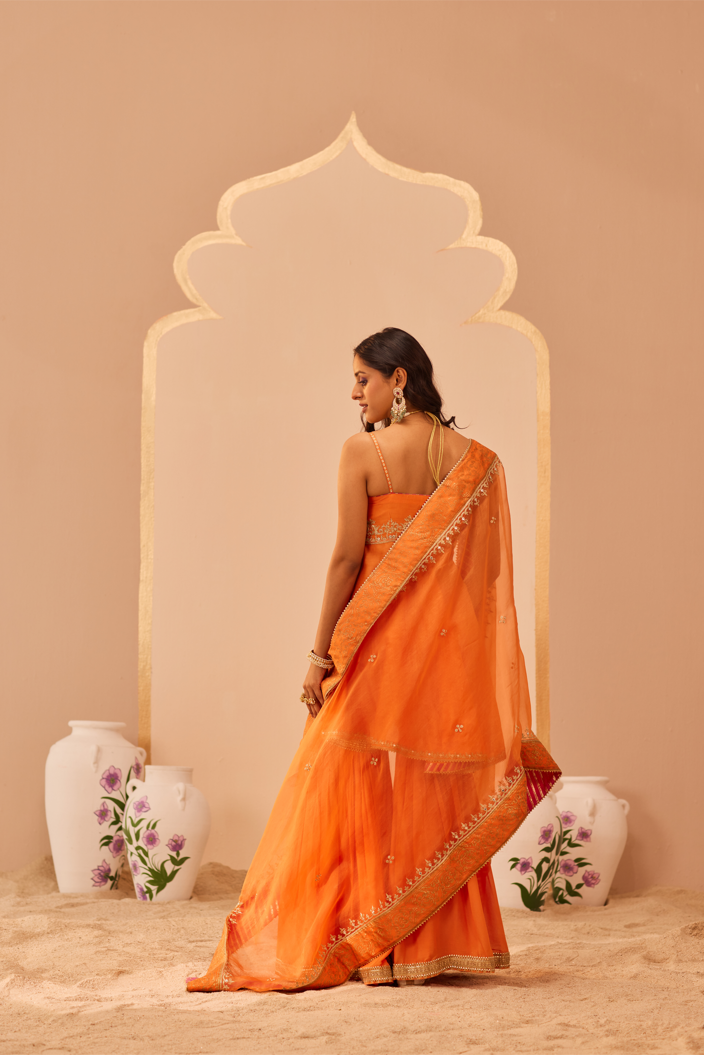 Tahira Kurta Garara Set - Tangerine Orange