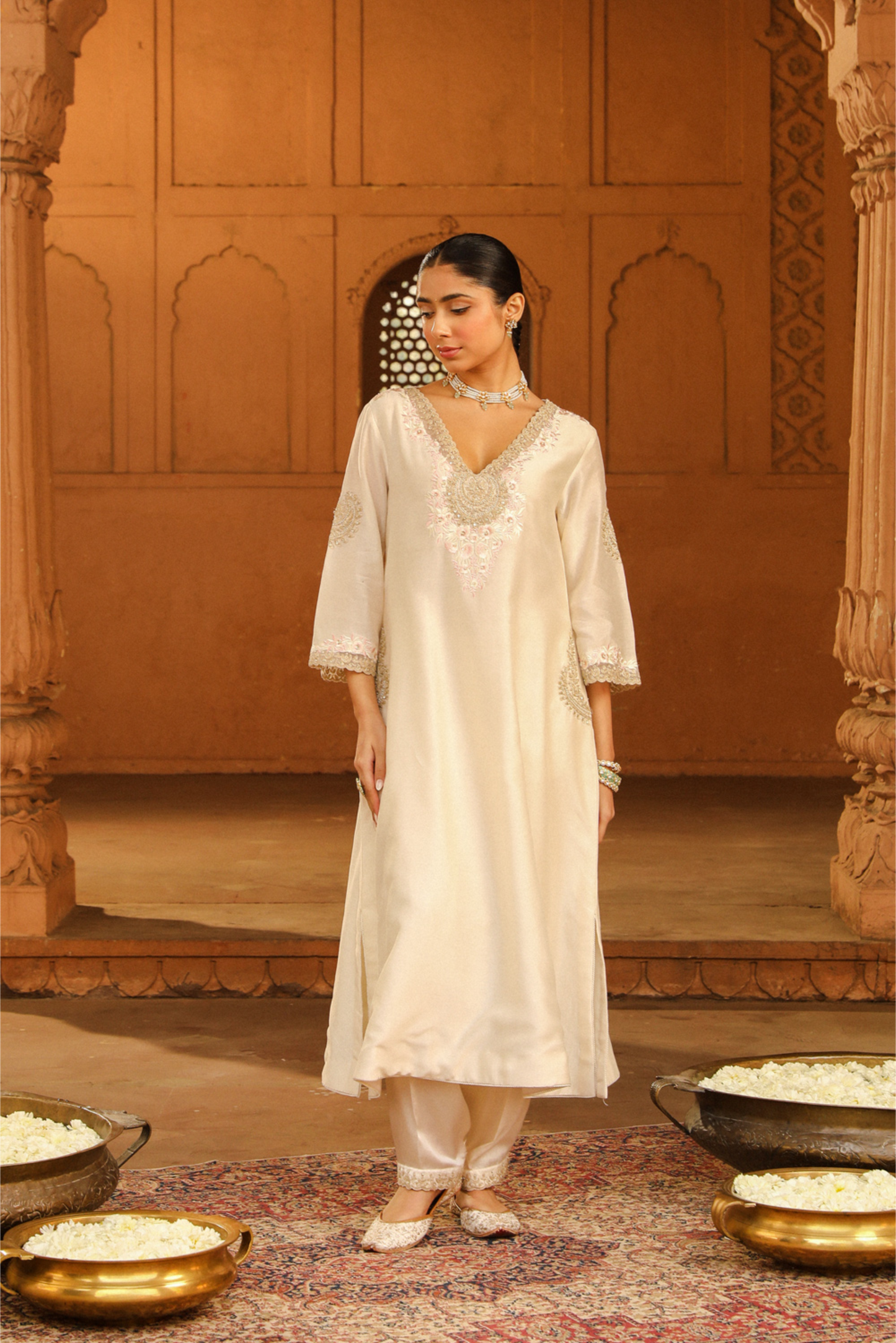 Akira A-line Chauga with Salwar - Daisy Ivory