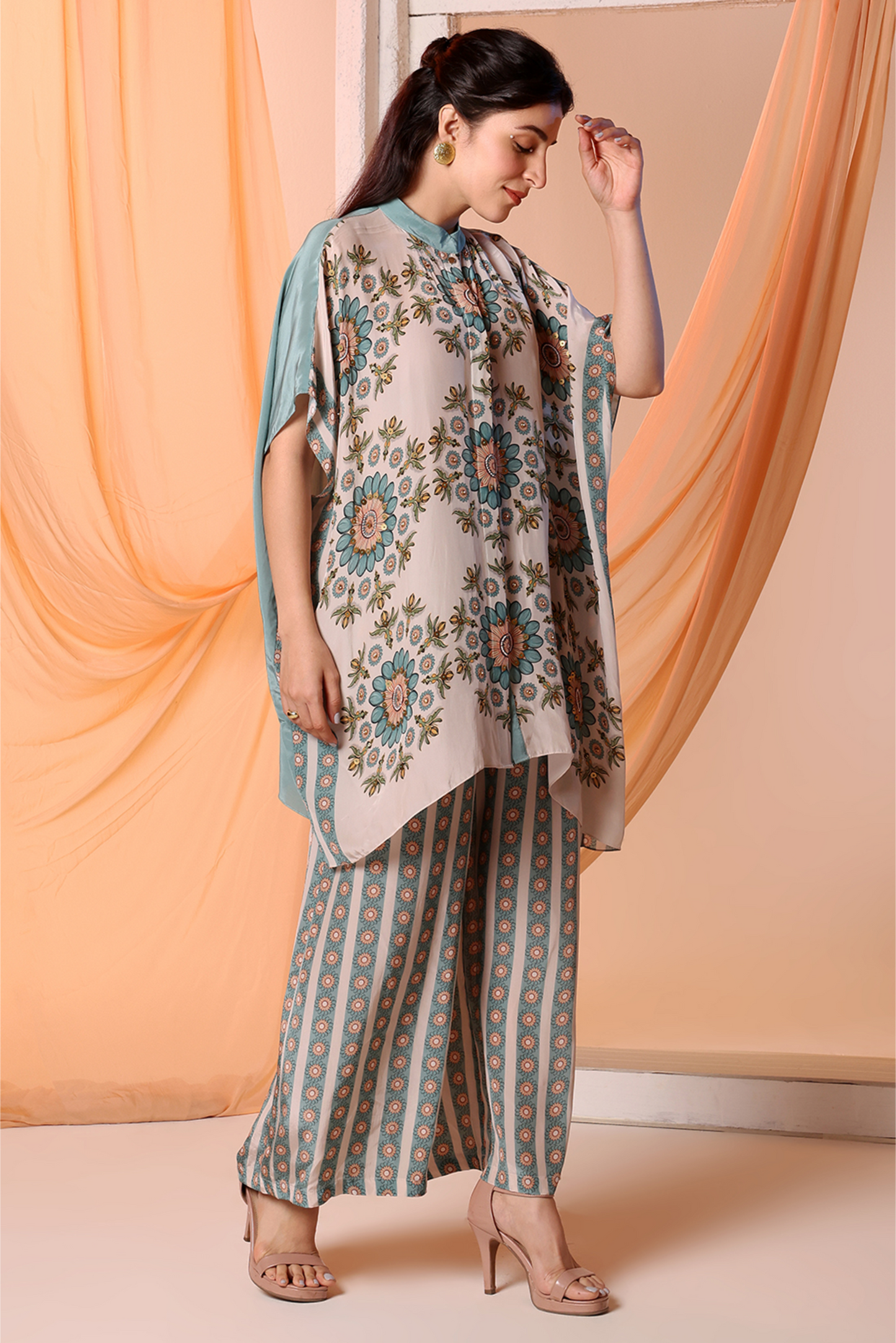 Eraya embellished kaftan shirt set