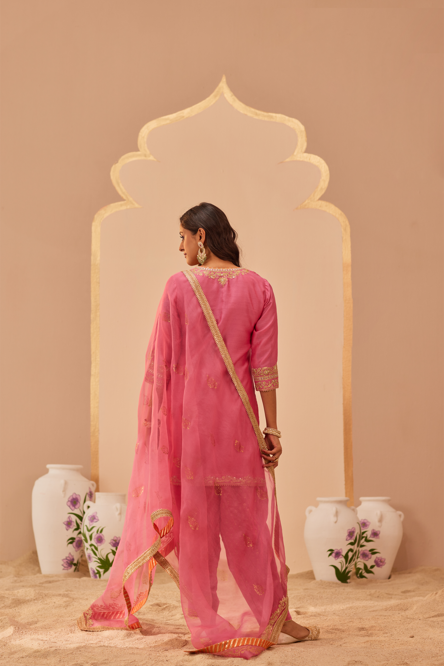 Nafisah Kurta Salwar Set - Flamingo Pink