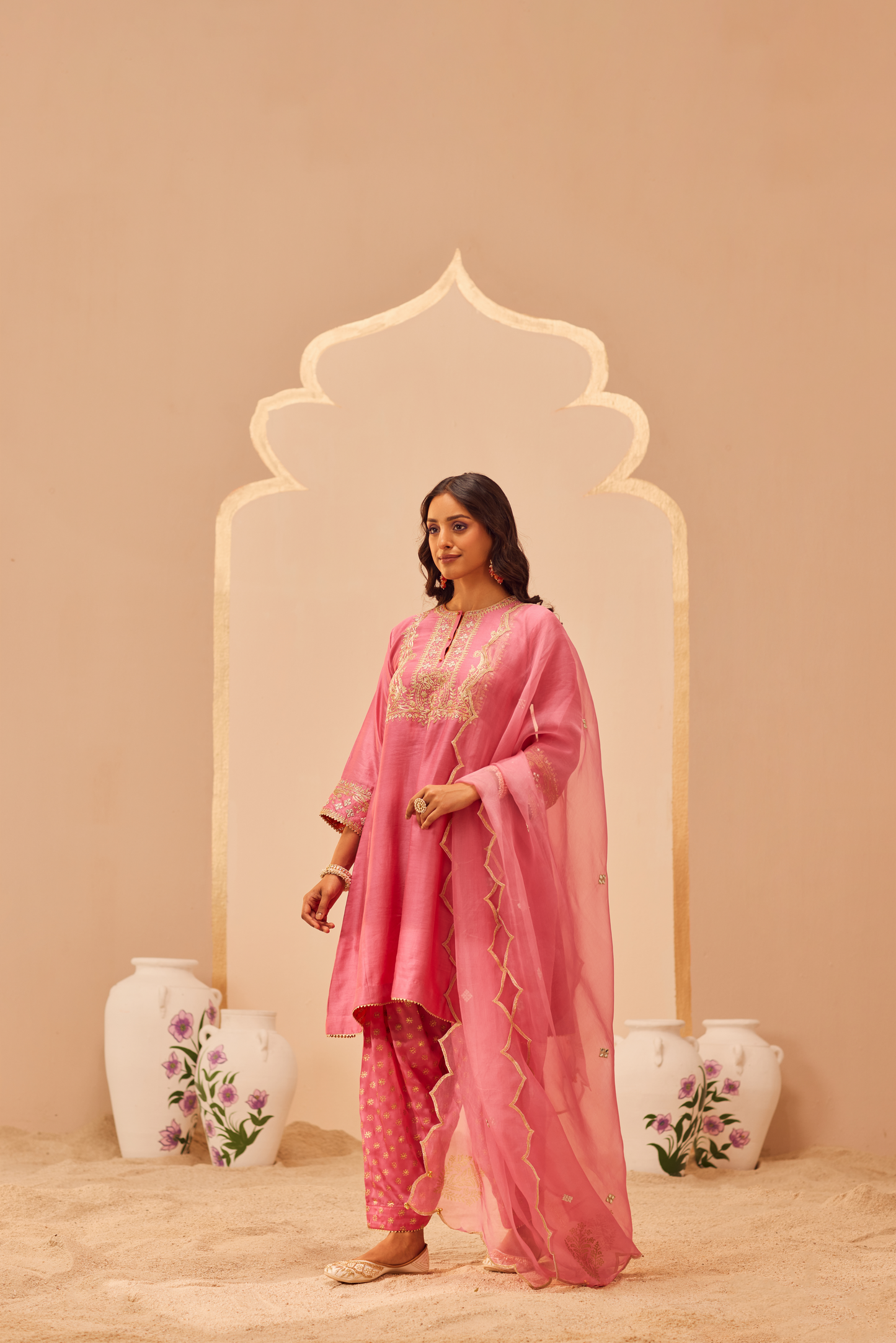 Aymra Kurta Set - Flamingo Pink