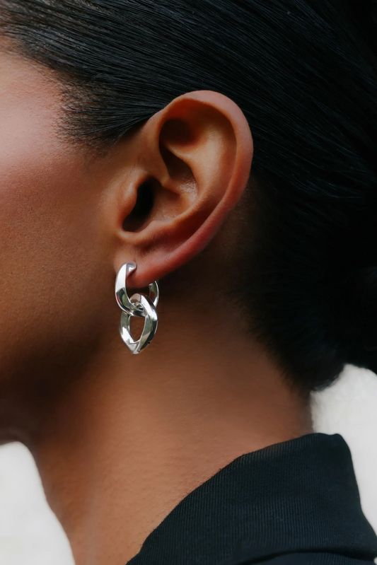 Squircle Two Way Hoops In Sterling Silver