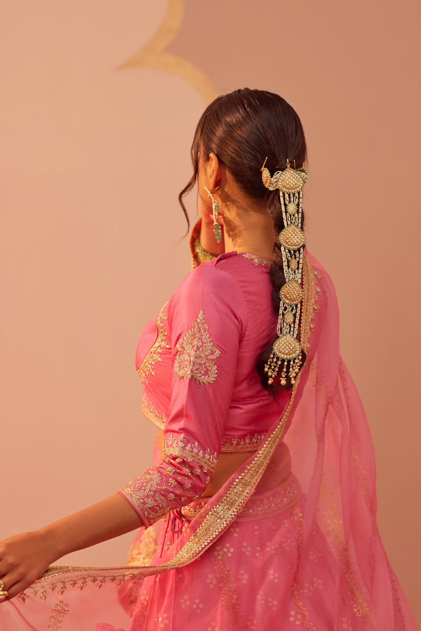 Naaina Short Blouse With Lehenga and Dupatta