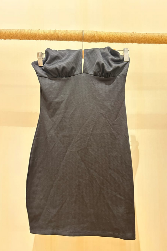 BLACK HALTER DRESS
