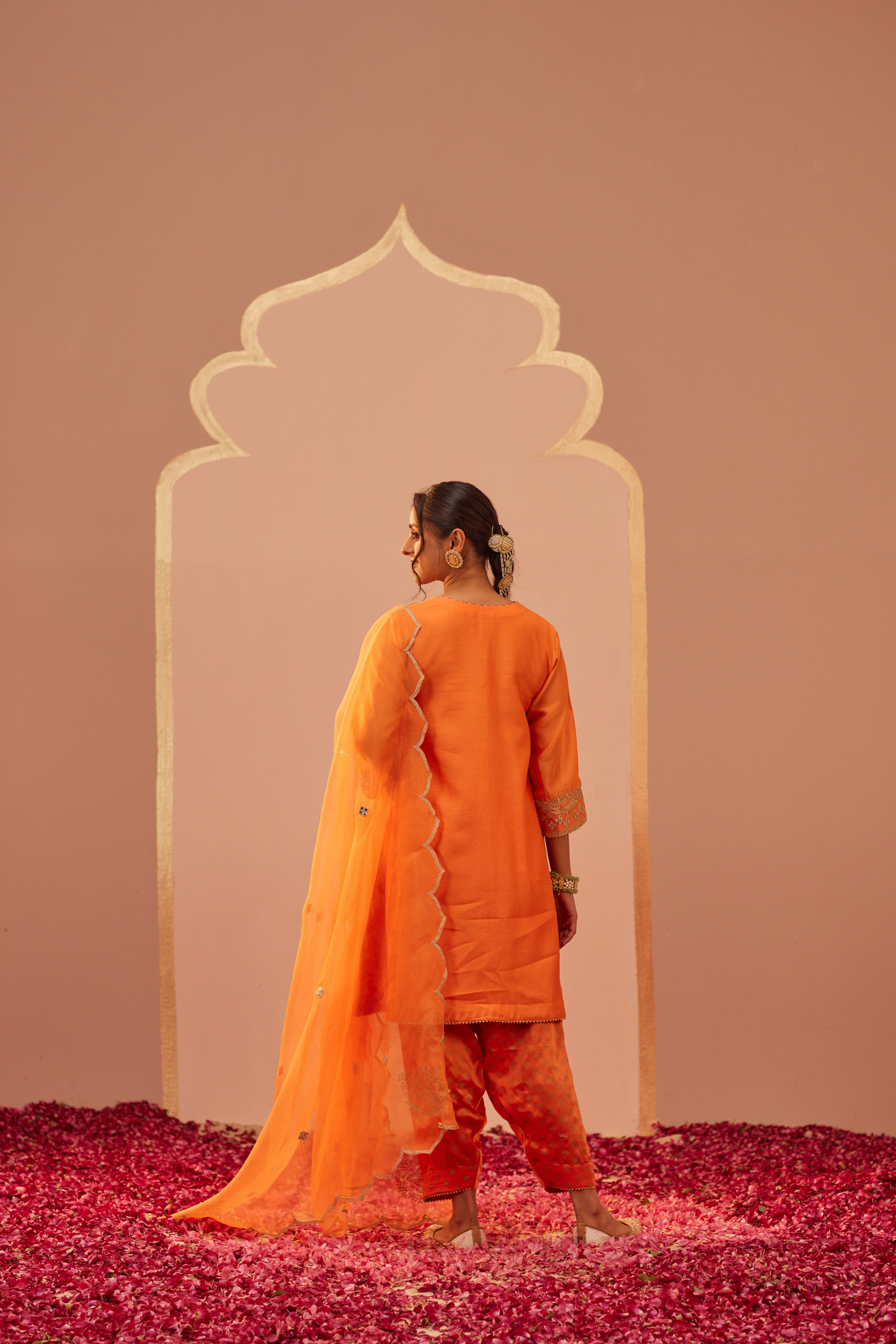 Aymra Kurta Set - Tangerine Orange