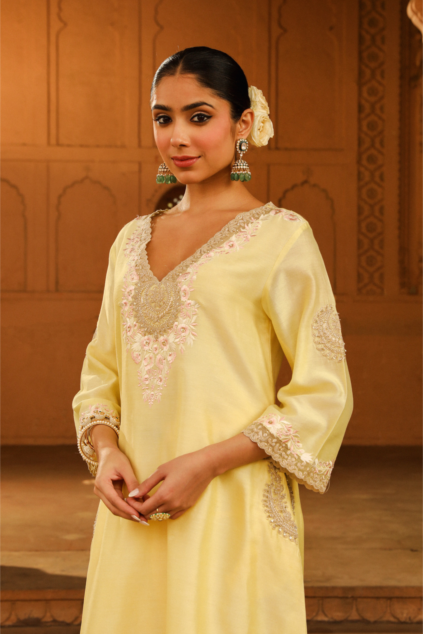 Akira A-line Chauga with Salwar - Lemon Yellow