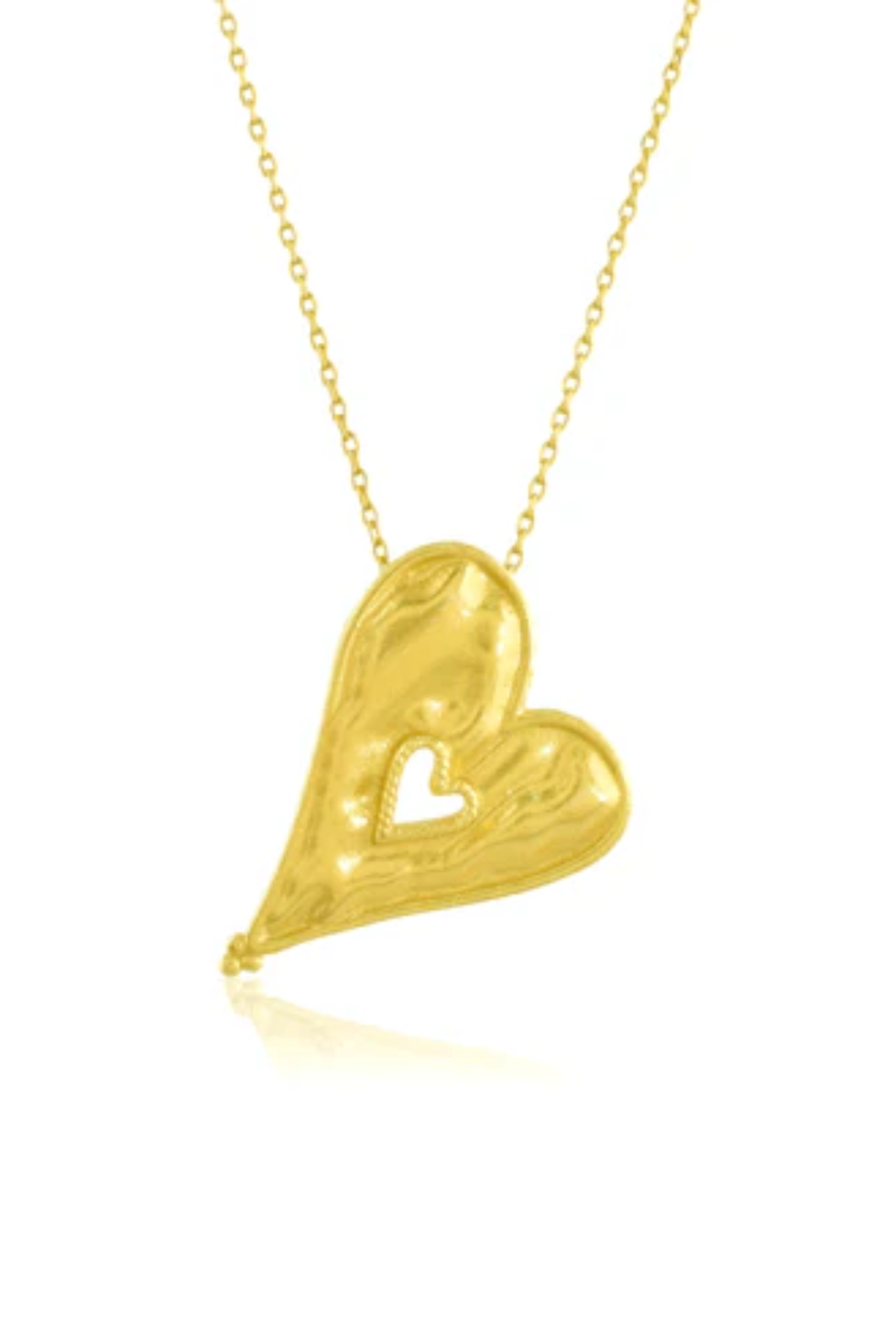 Textured Heart Chain Necklace