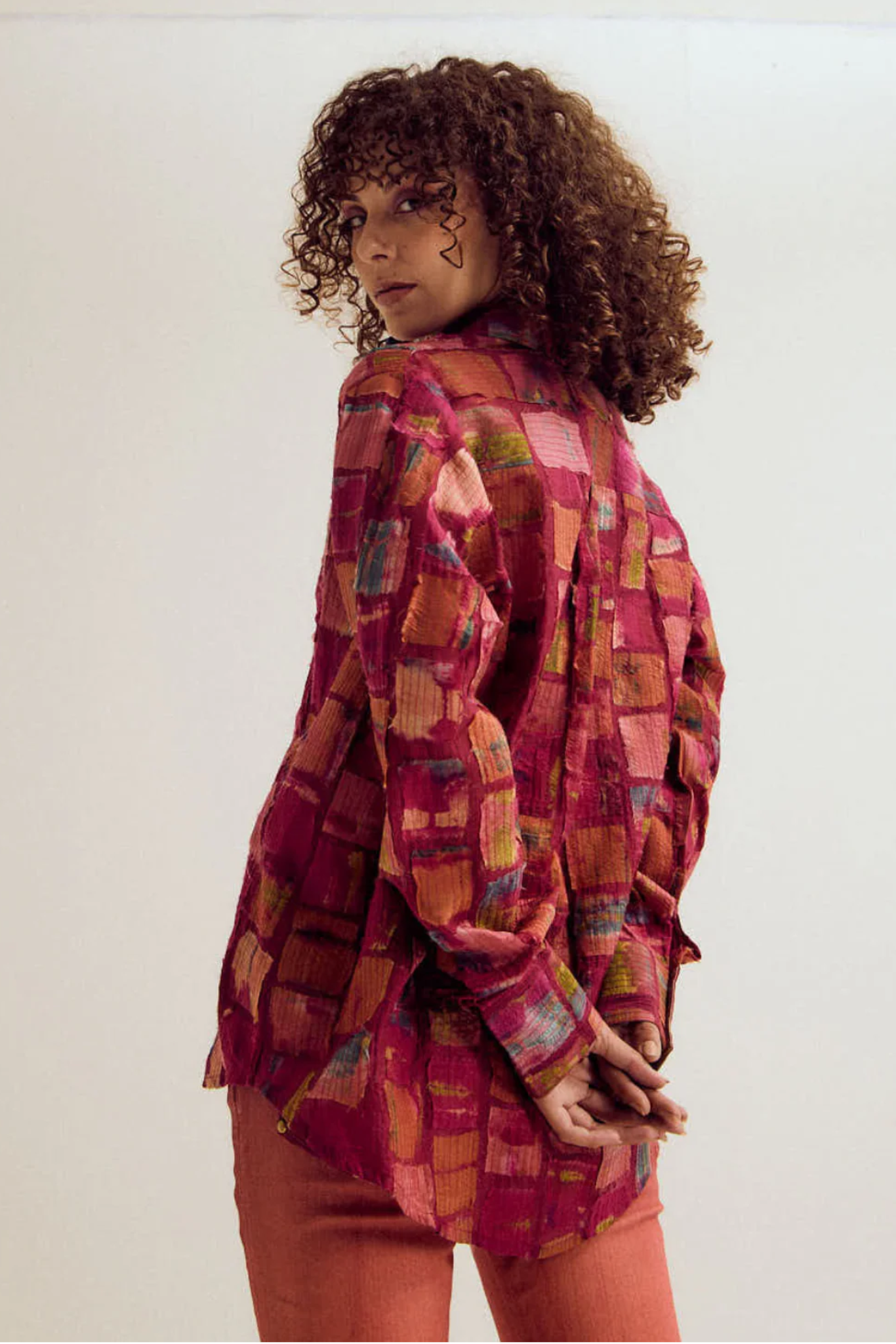 Cosmos Patchwork Shirt- Fuchsia