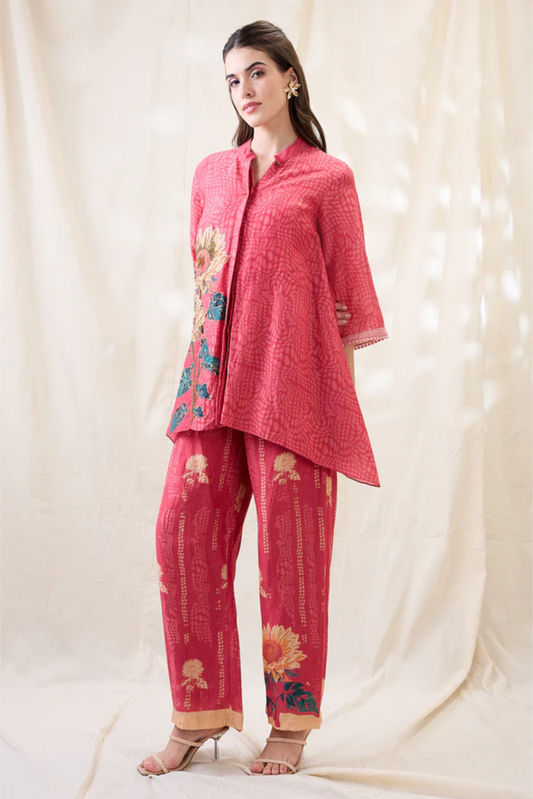 Ravya Embroidered co-ord set (Pink)