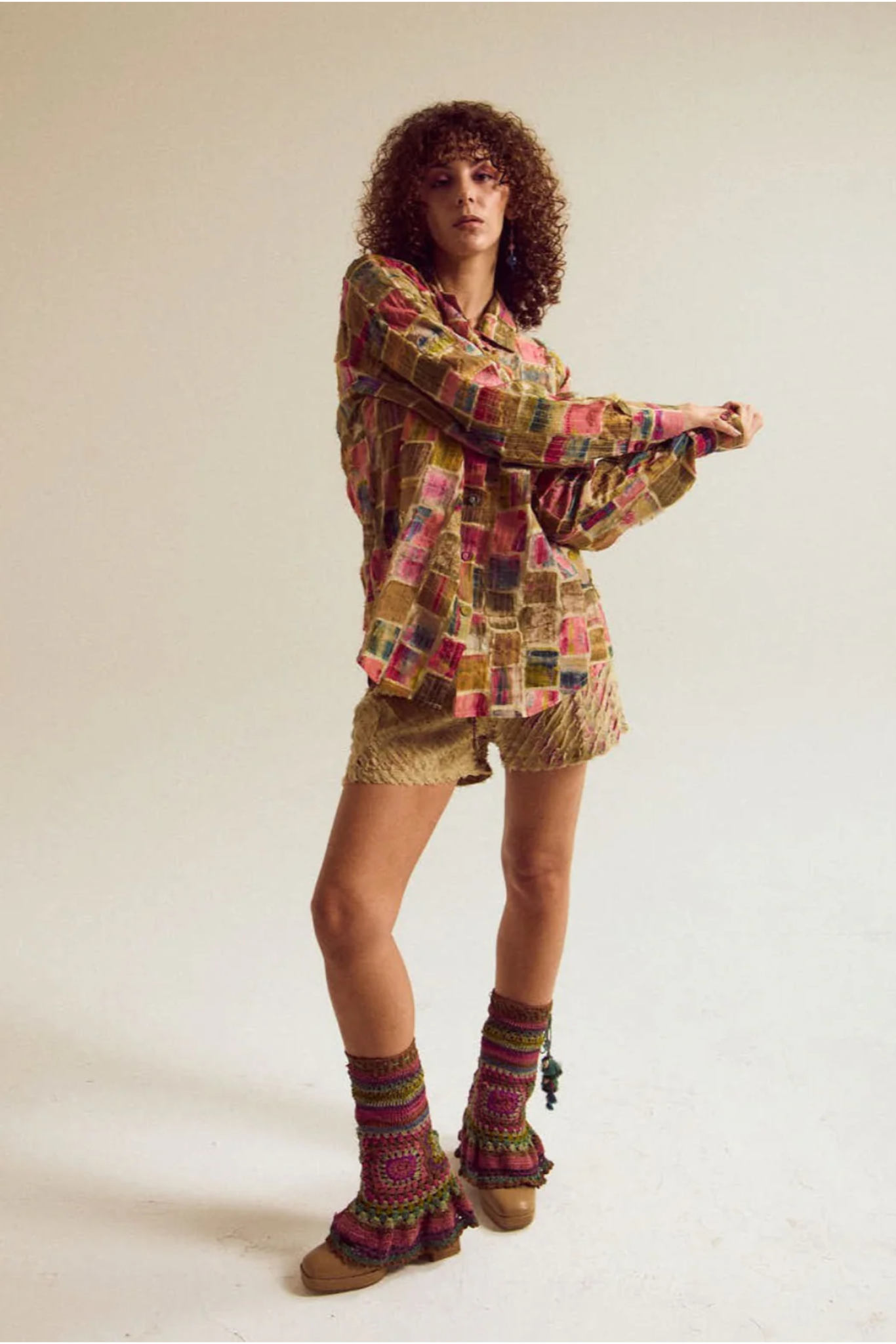 Cosmos Patchwork Shirt- Ecru