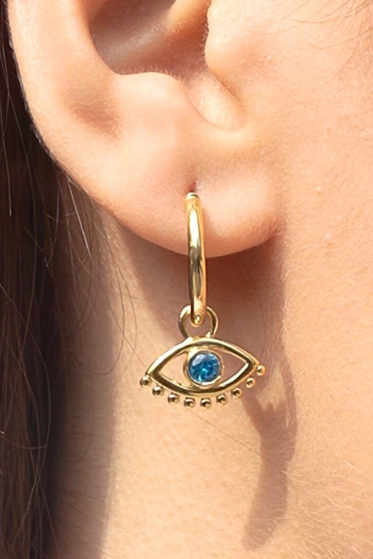 Azure Evil Eye Hoop Earrings