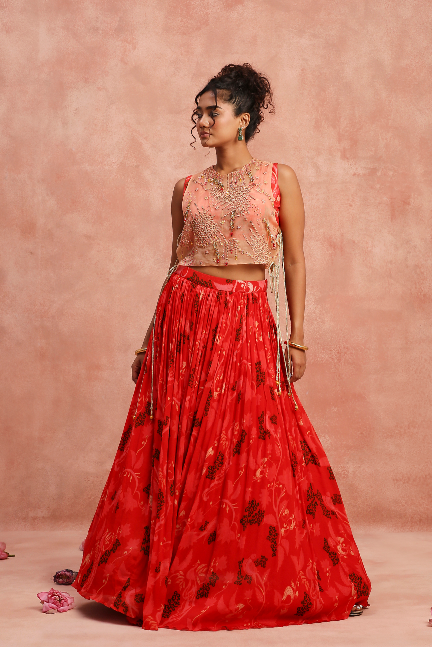 Red Lehenga with Bib