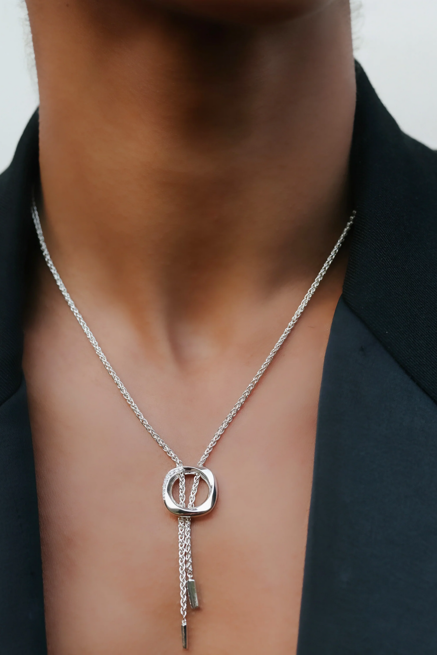 Squircle Bolo Necklace In Sterling Silver