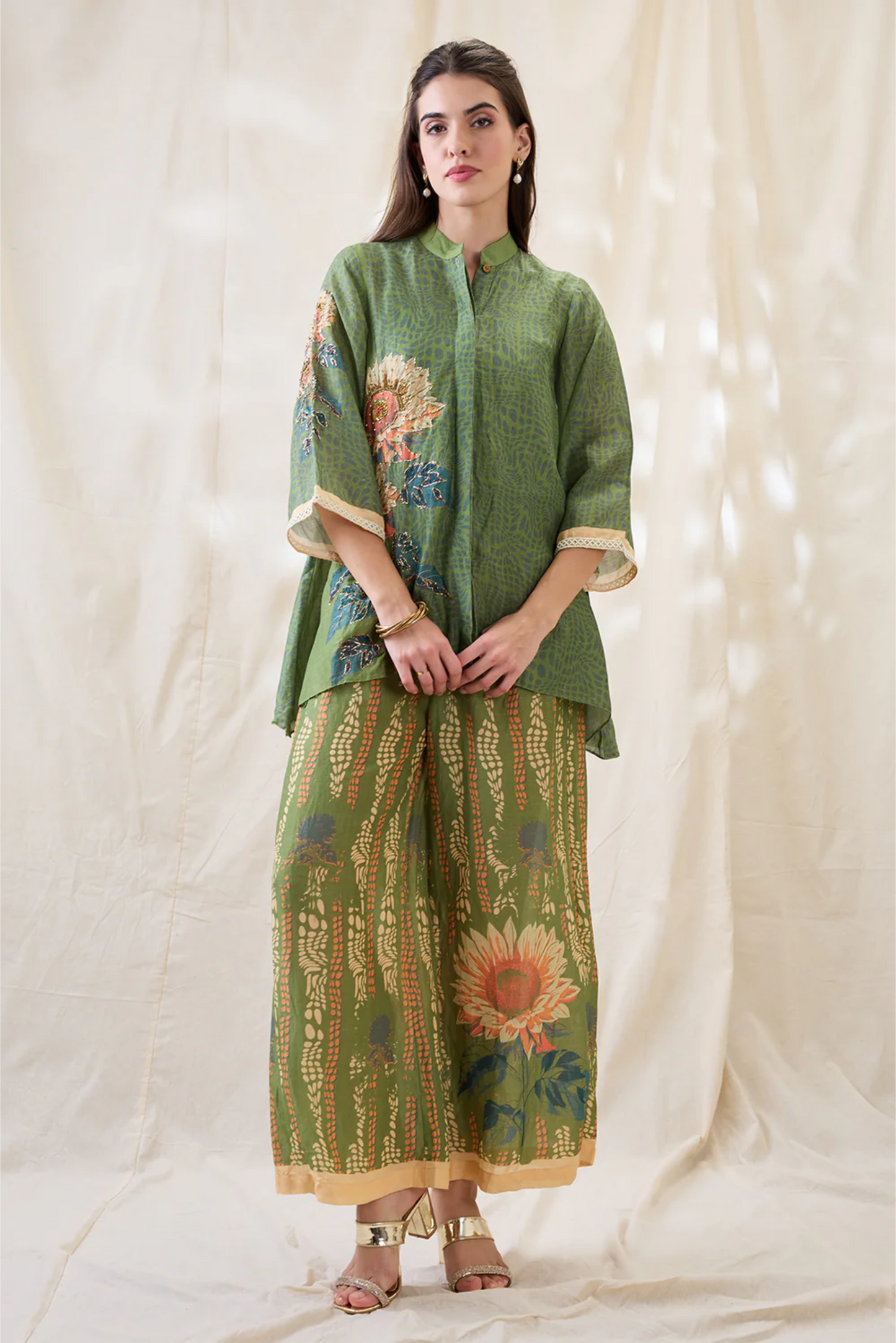 Ravya Embroidered Co-ord Set (Green)