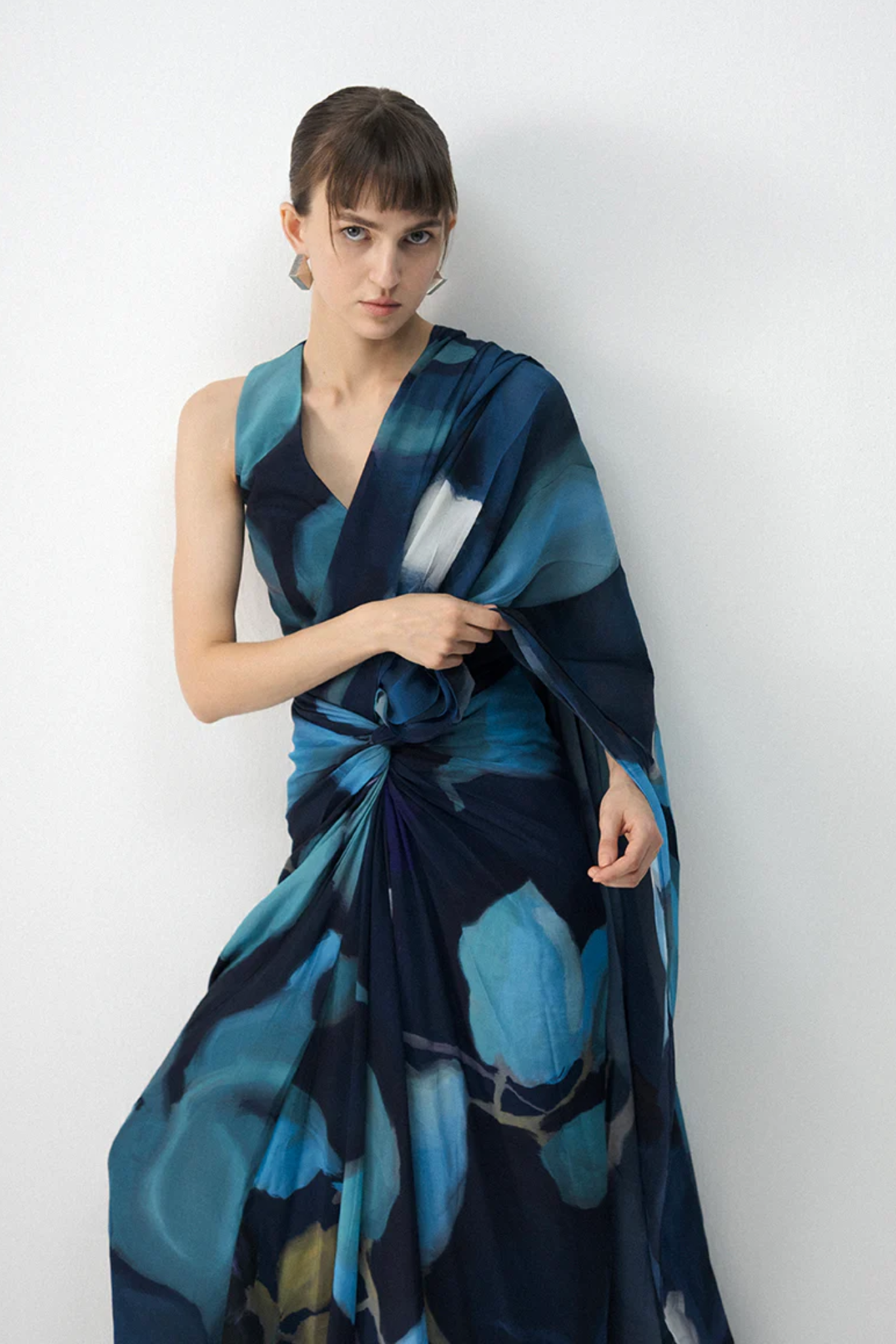 BLUE LAGOON TOP & PRE- DRAPED SAREE SET