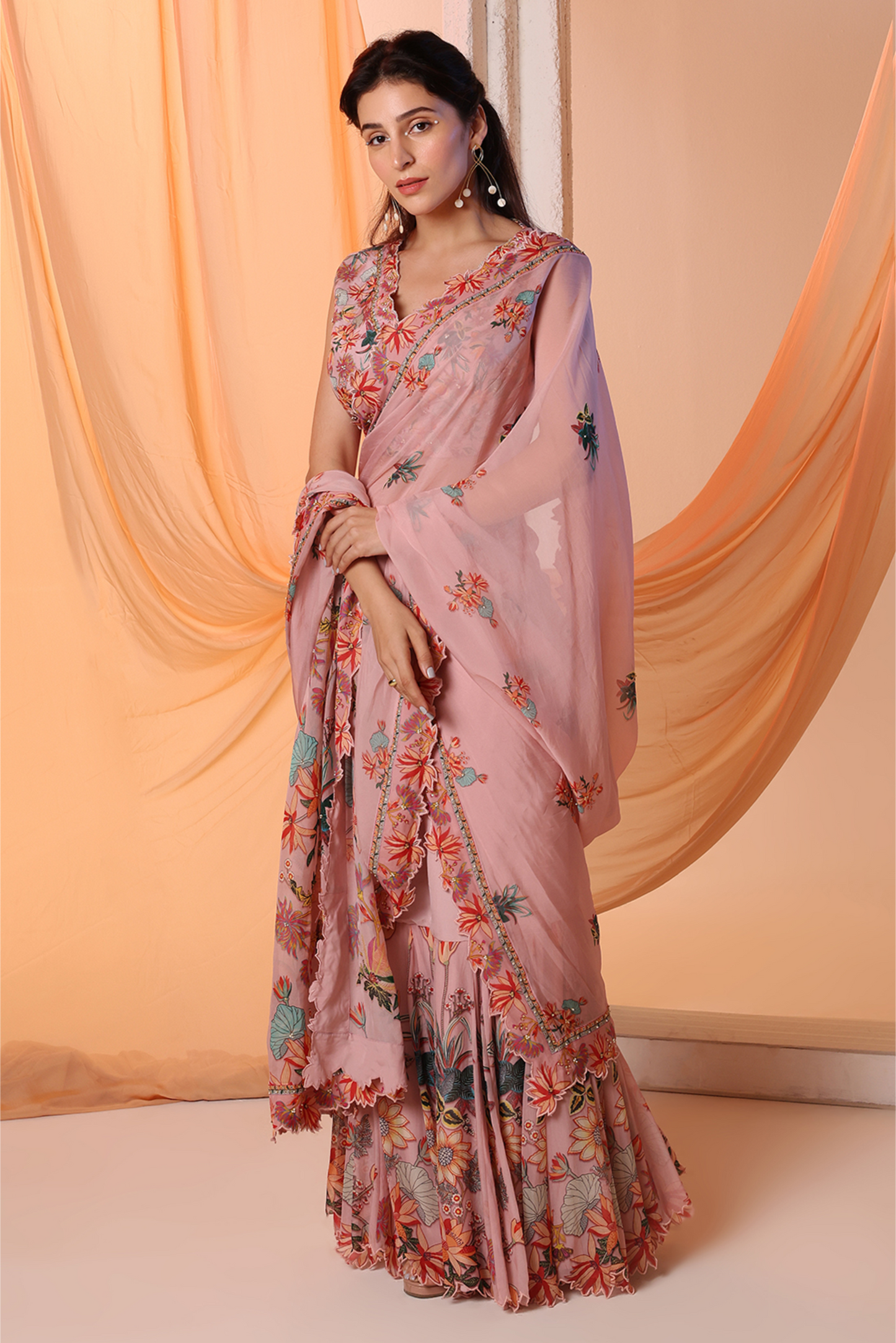 Aarani Embroidered Pre-stitch Saree set