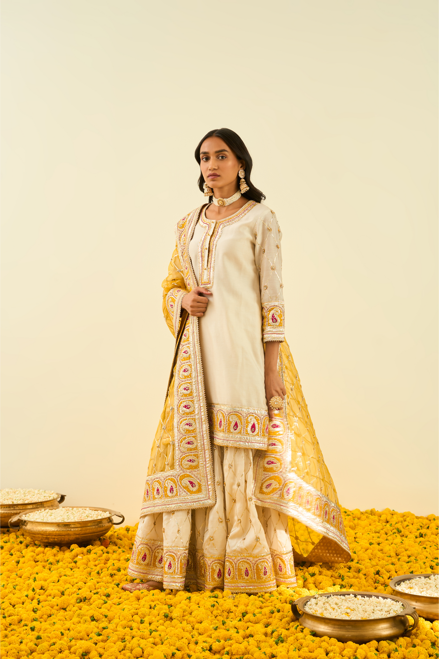 Shabina Kurta with Garara and Dupatta - Daisy Ivory