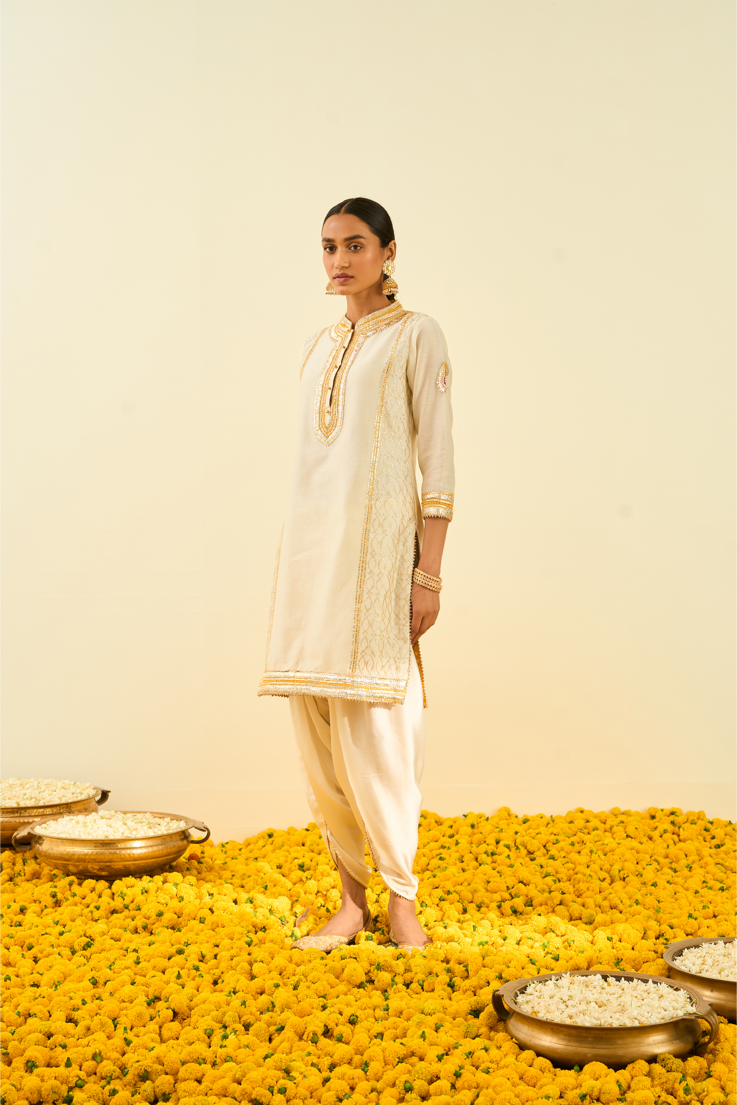 Aliza Kurta With Dhoti - Daisy Ivory