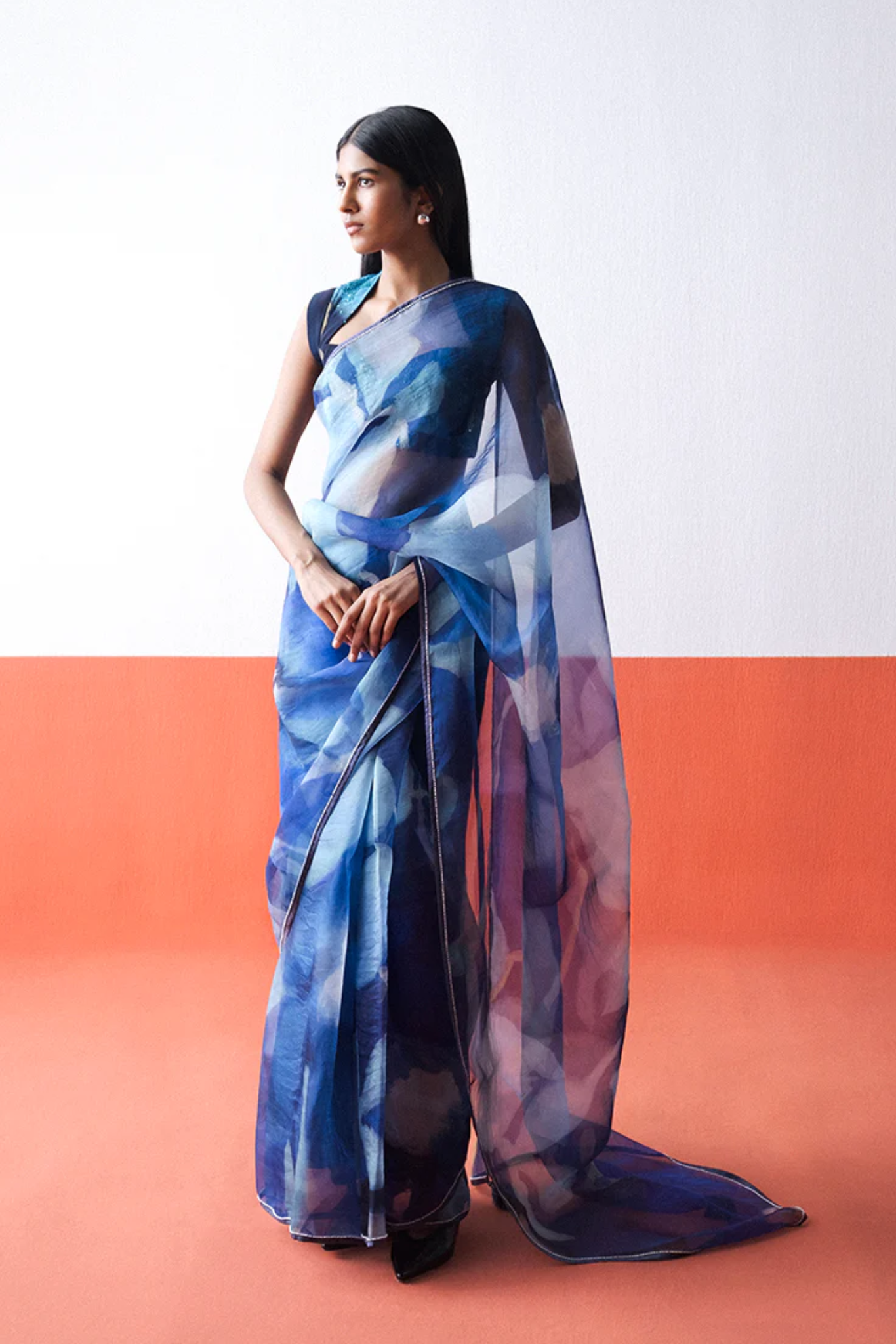 BLUE LAGOON ORGANZA SAREE