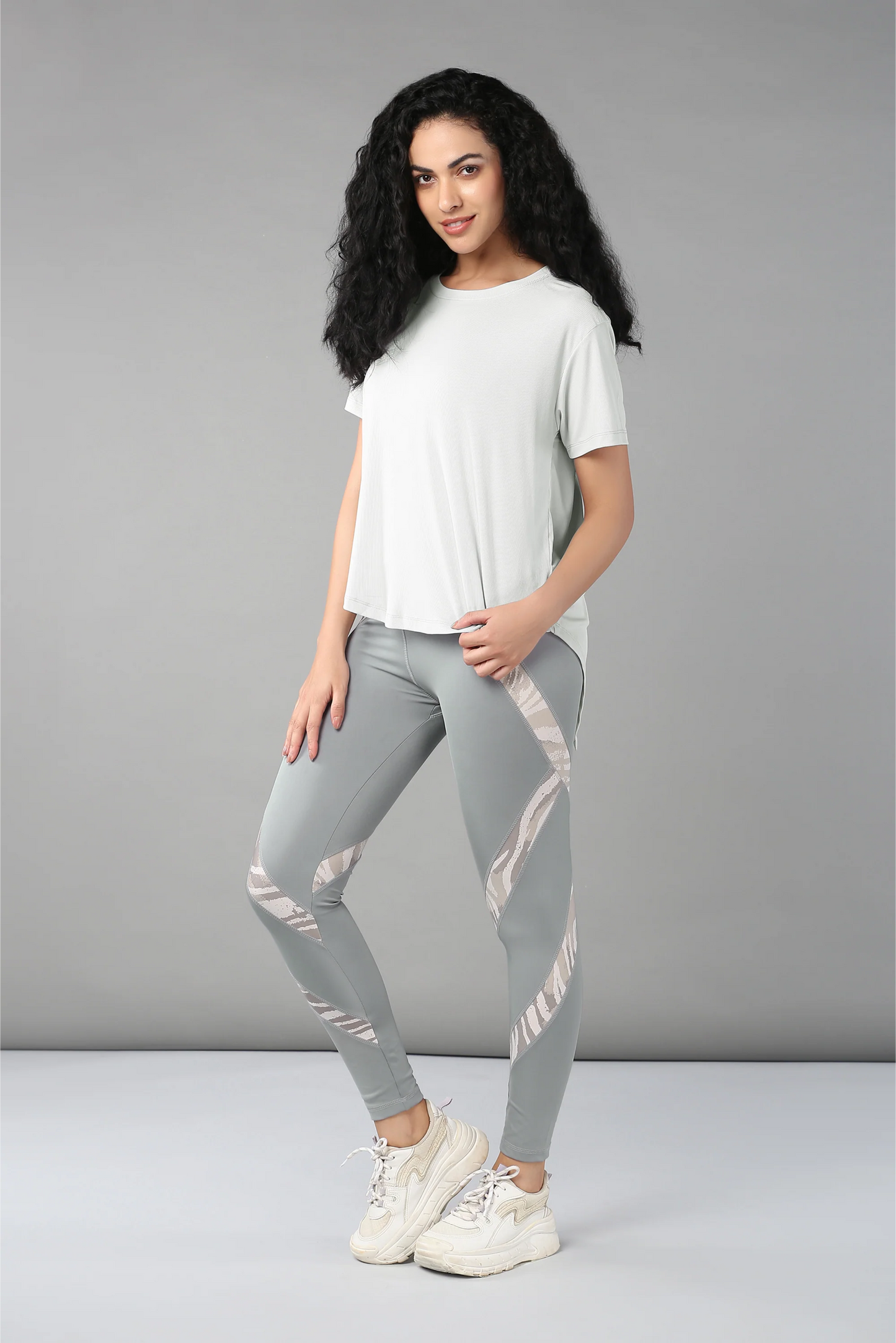 Grey Top With Patched Legging