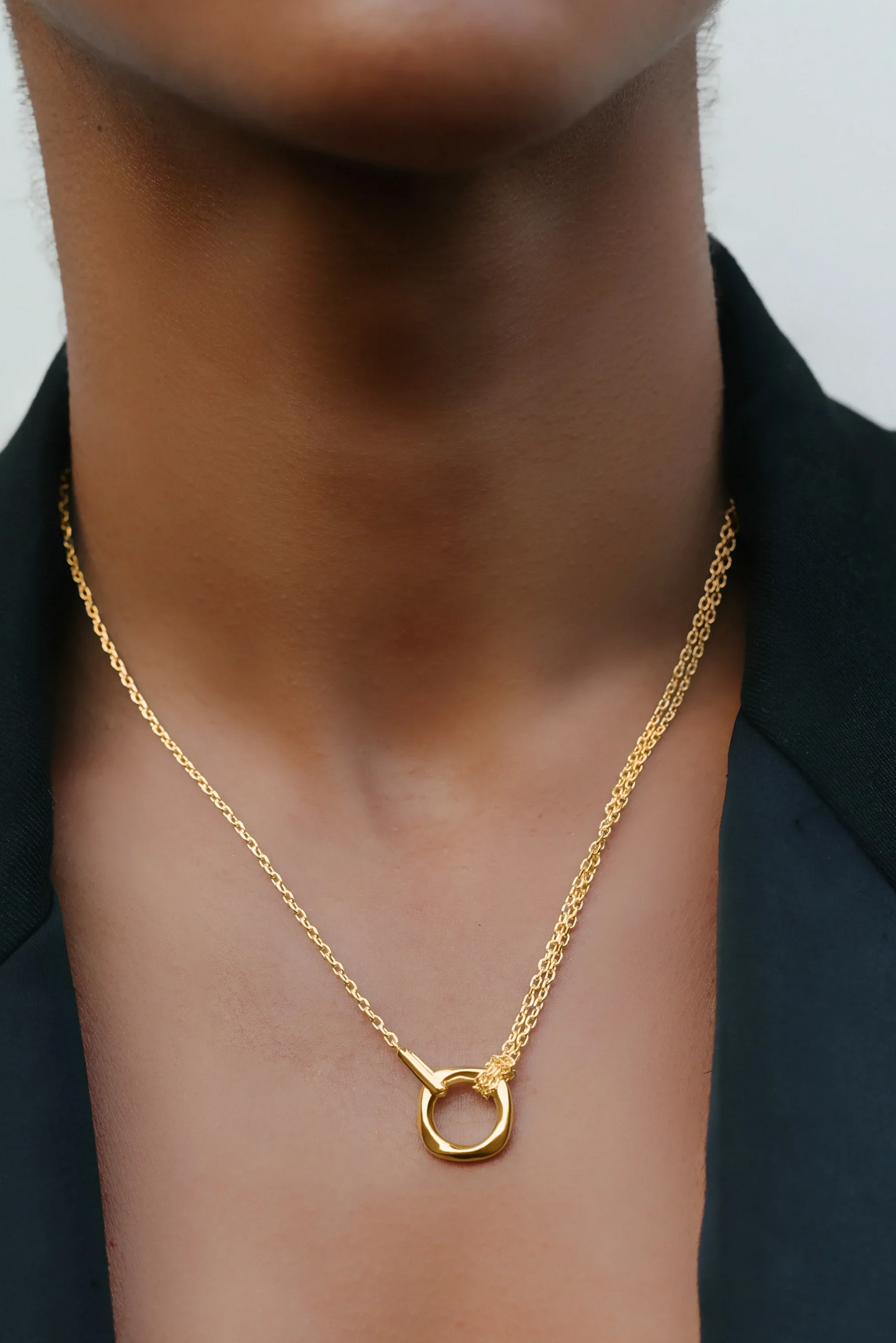 Squircle Pendant With Knotted Chain In Gold Vermeil