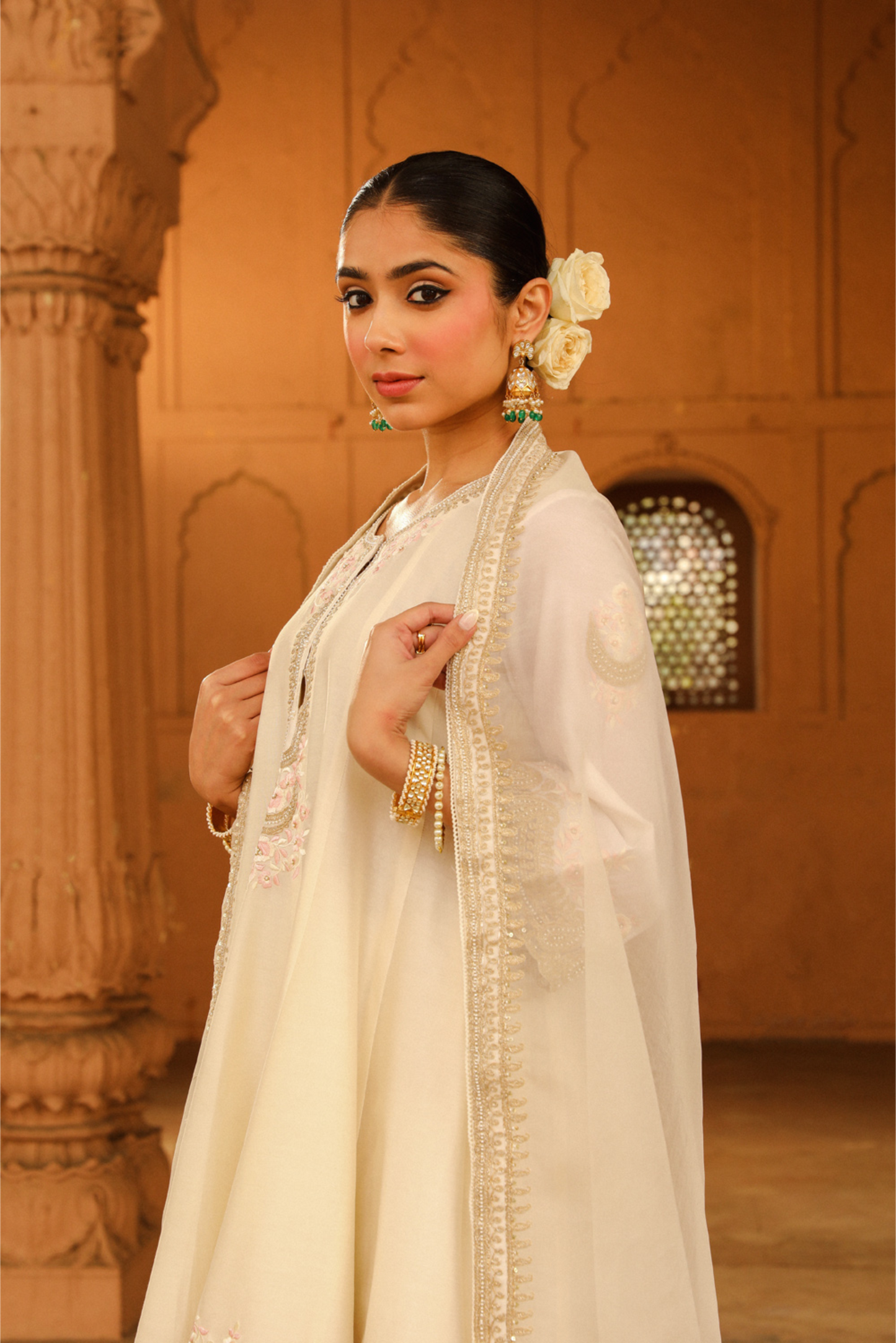 Faria Short Anarkali with salwar and dupatta - Daisy Ivory